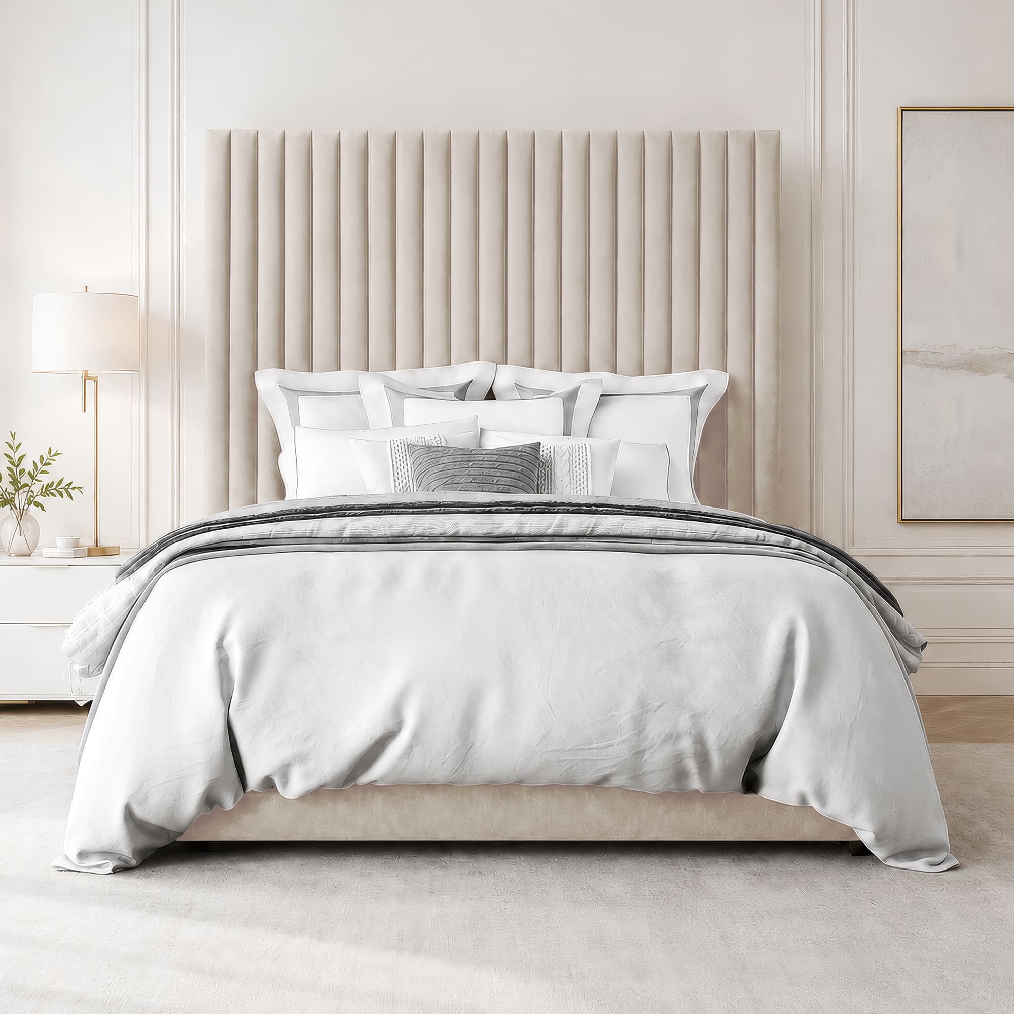 Grace Multi Panel Plush Fabric Ottoman Bed Frame