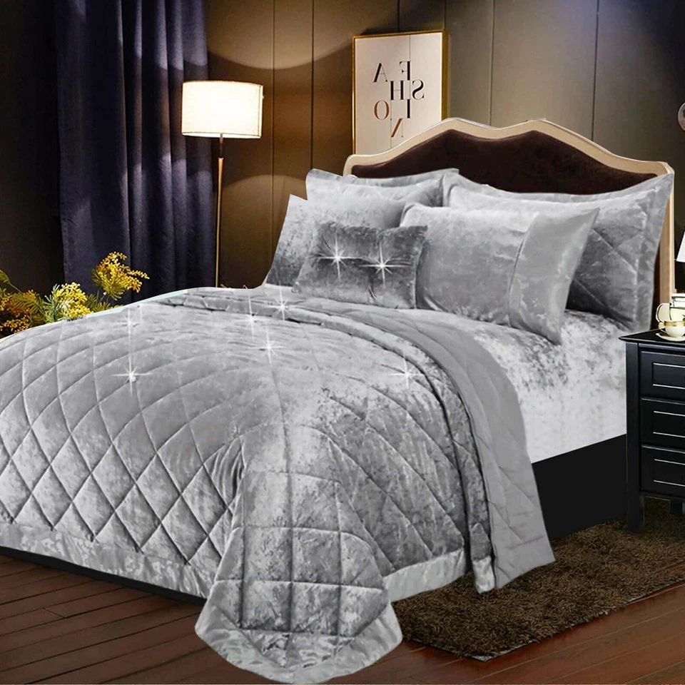Santiago 3 Piece Velvet Quilted Bedspread Set