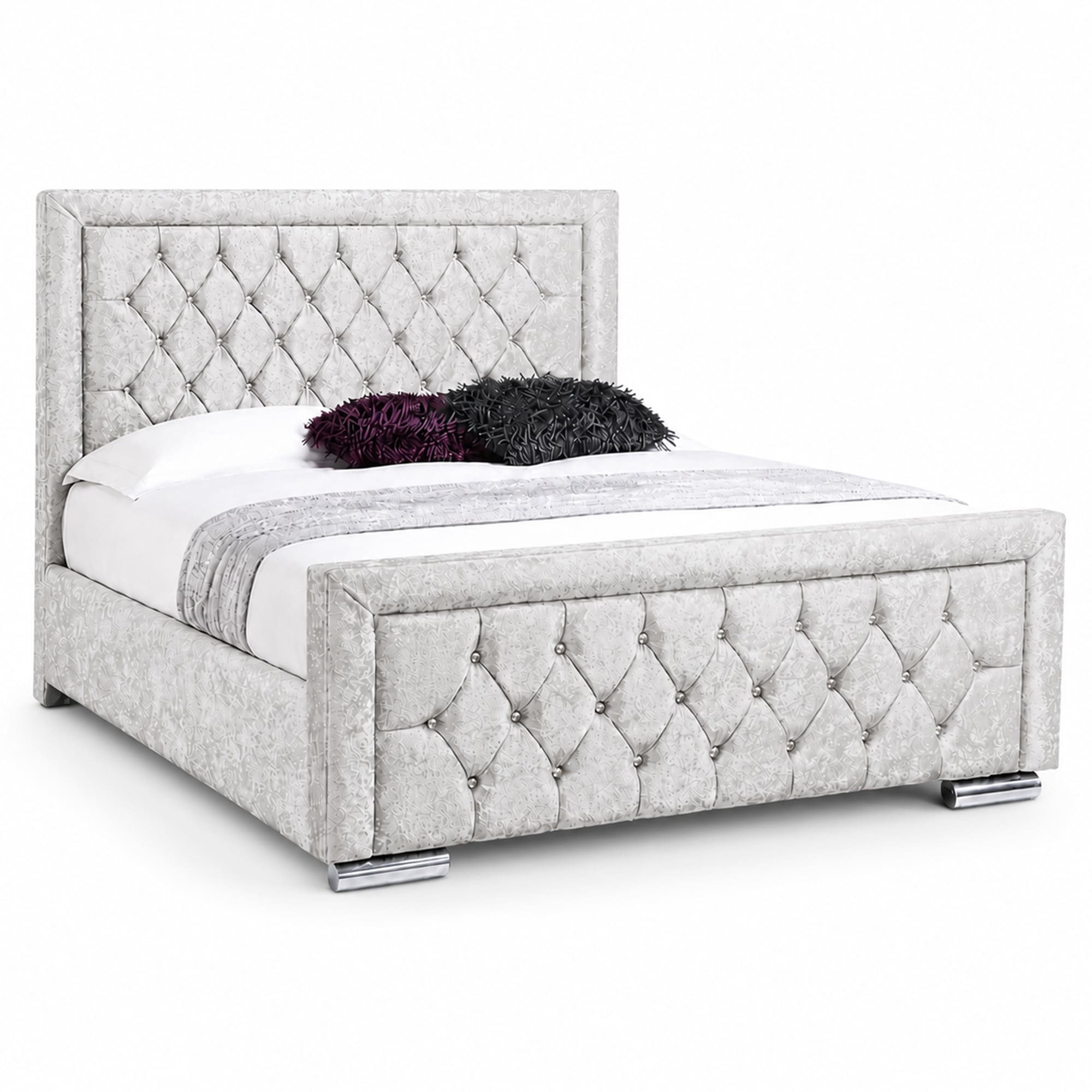 Miami Crushed Velvet Fabric Diamond Bed Frame
