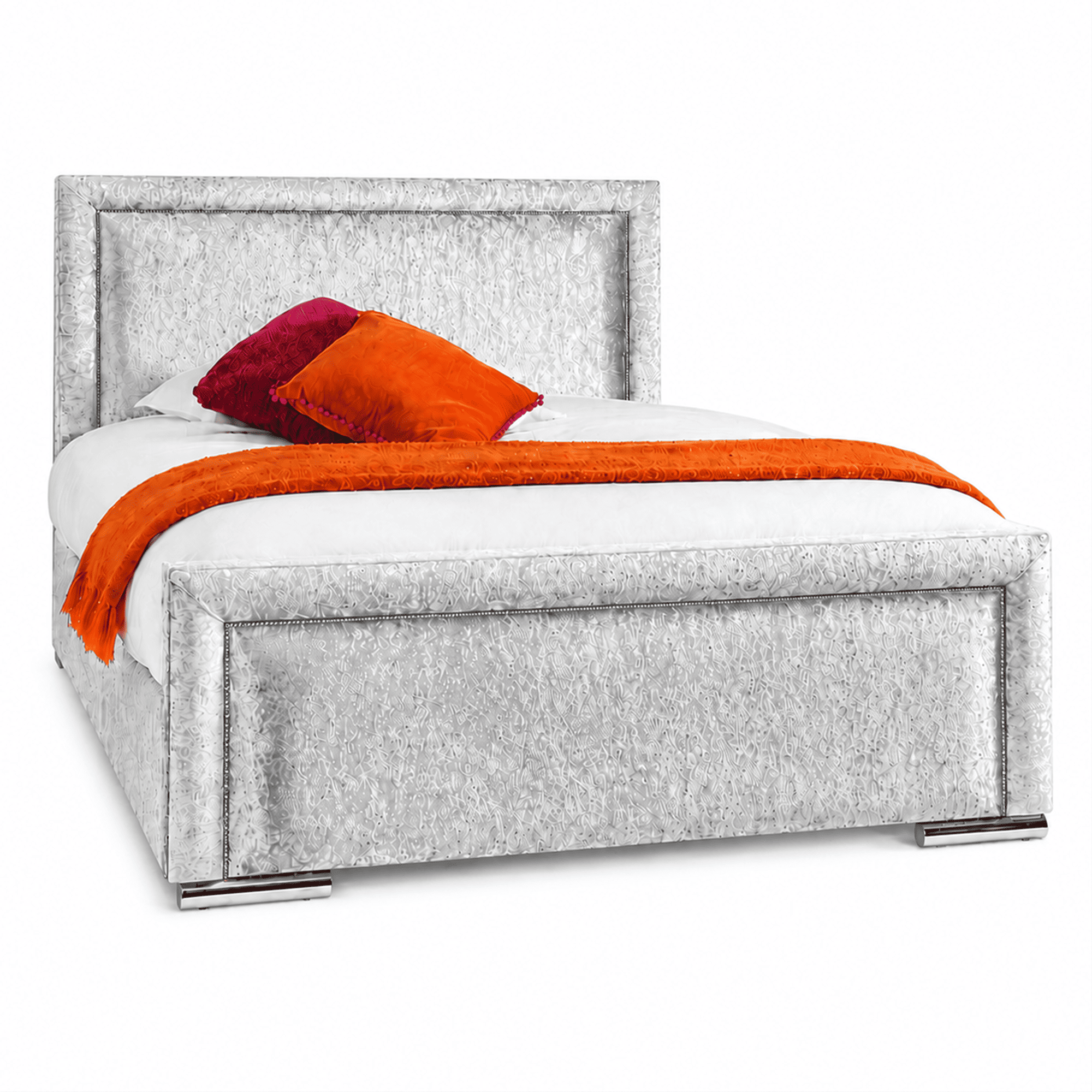 Crushed Velvet Fabric Upholstered Bed Frame