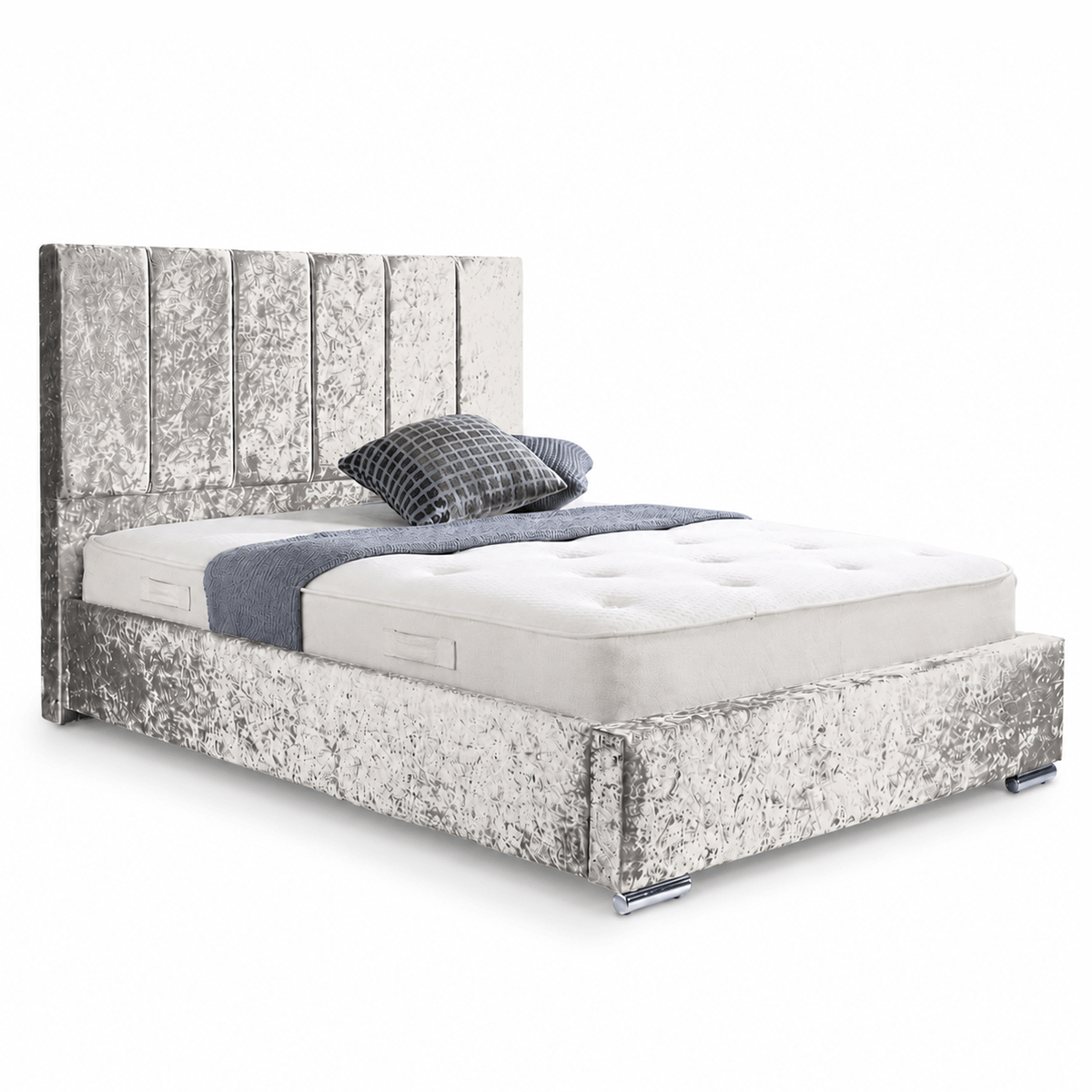 Trafalgar Crushed Fabric Upholstered Bed Frame with slats
