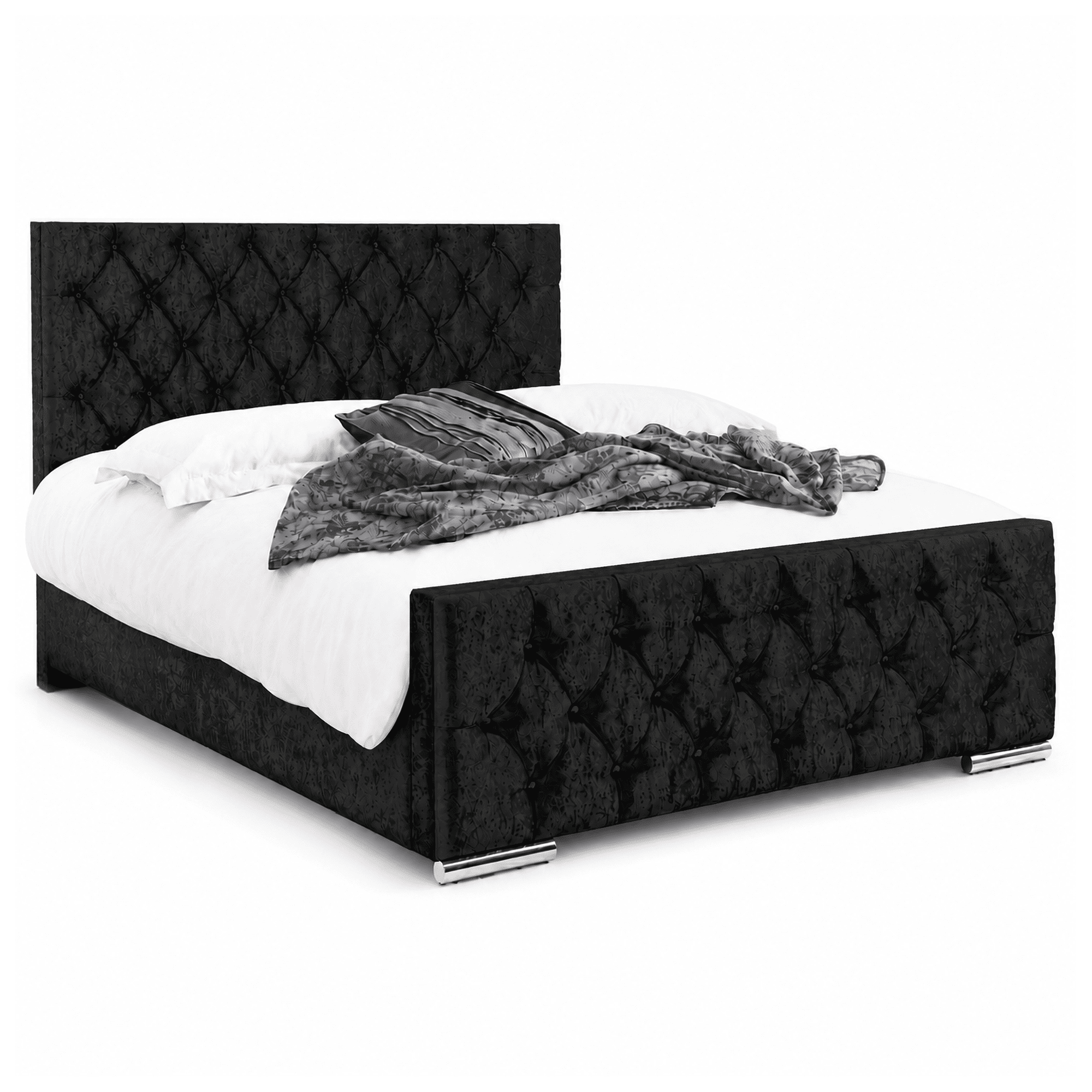 Florida Crushed Velvet Fabric Upholstered Bed Frame