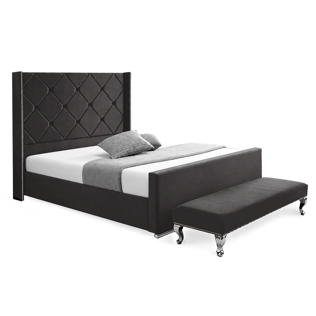 Hilton Plush Velvet Naples Fabric Upholstered Bed Frame