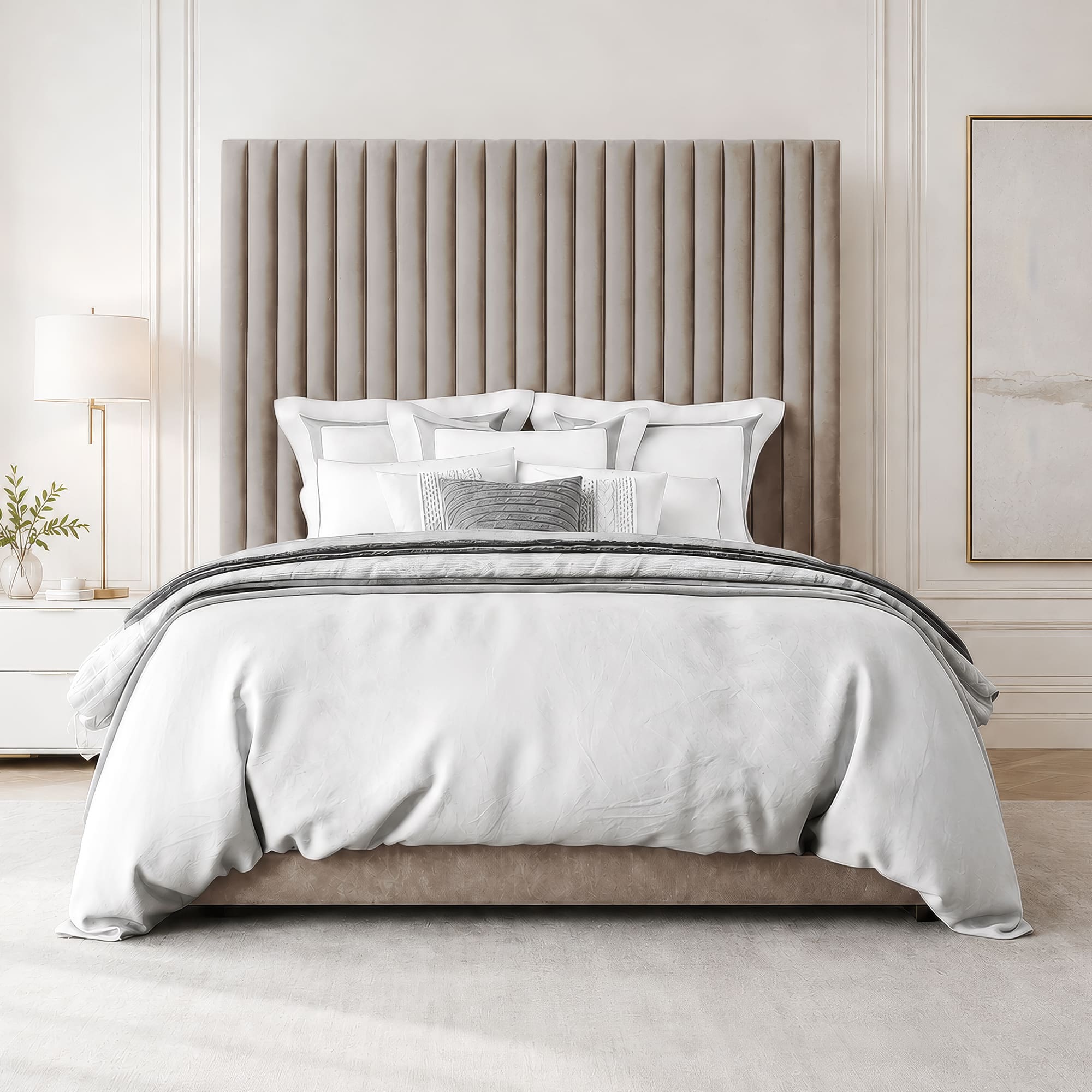 Grace Multi Panel Plush Fabric Ottoman Bed Frame