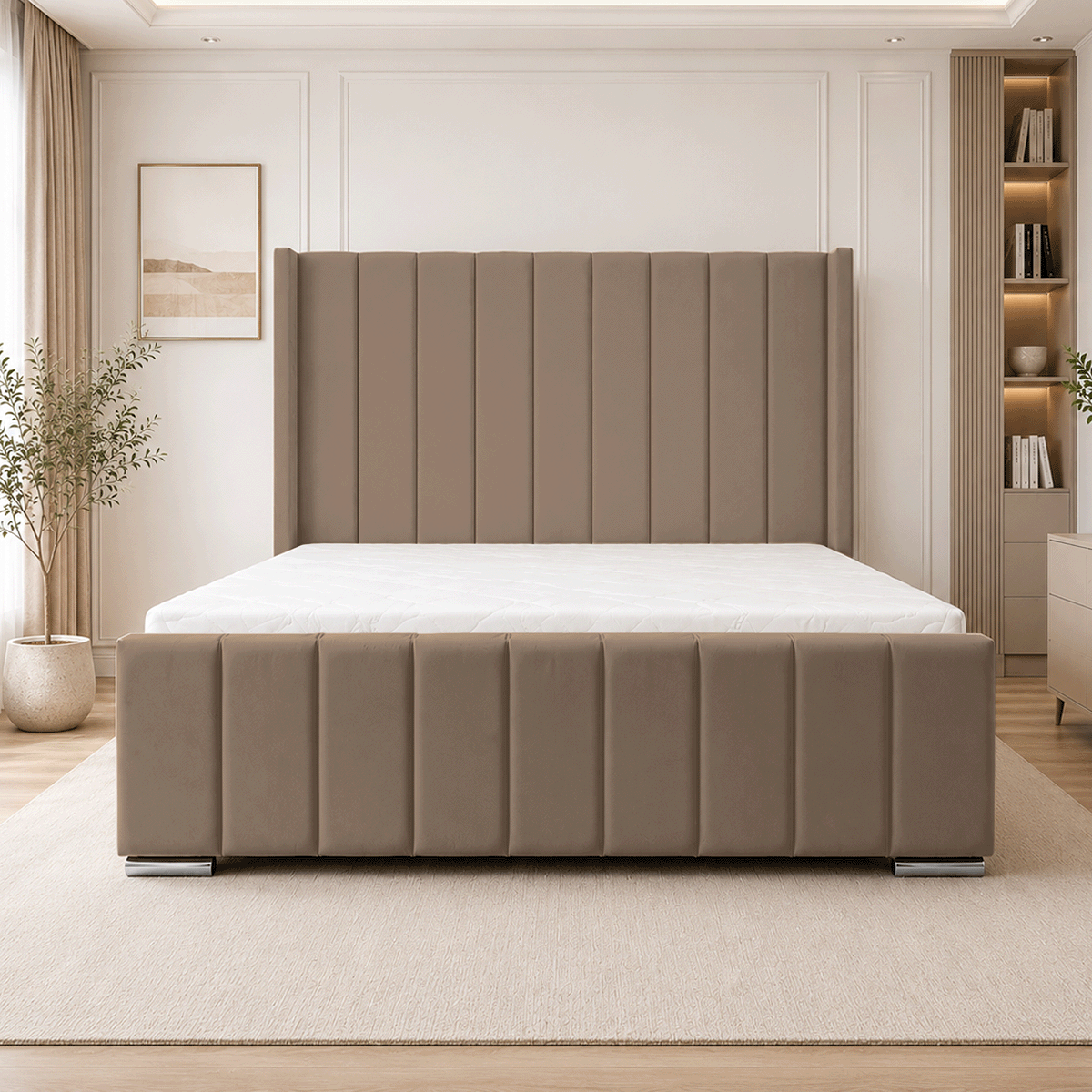 ARIZONA Chenille Fabric Upholstered Bed Frame with slats