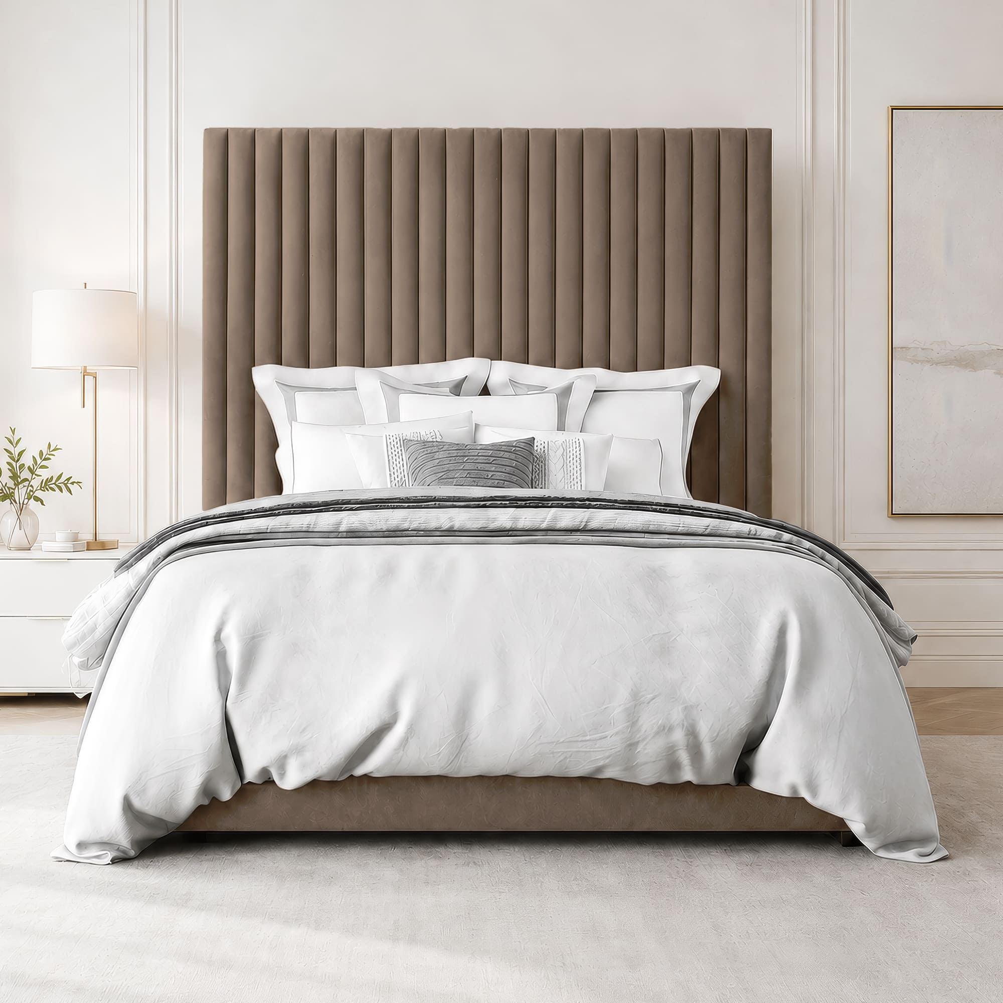 Grace Multi Panel Plush Fabric Ottoman Bed Frame