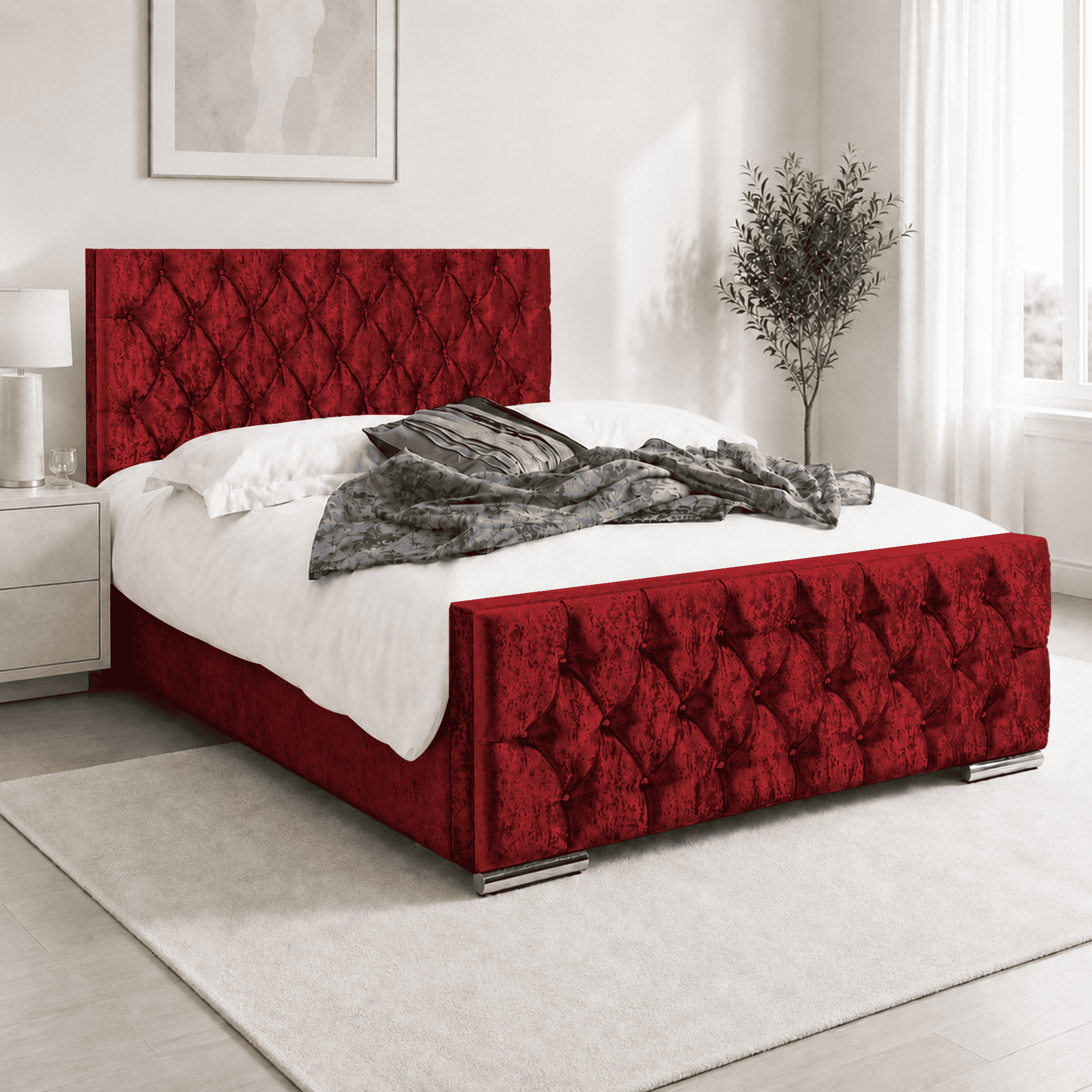 Florida Crushed Velvet Fabric Upholstered Bed Frame