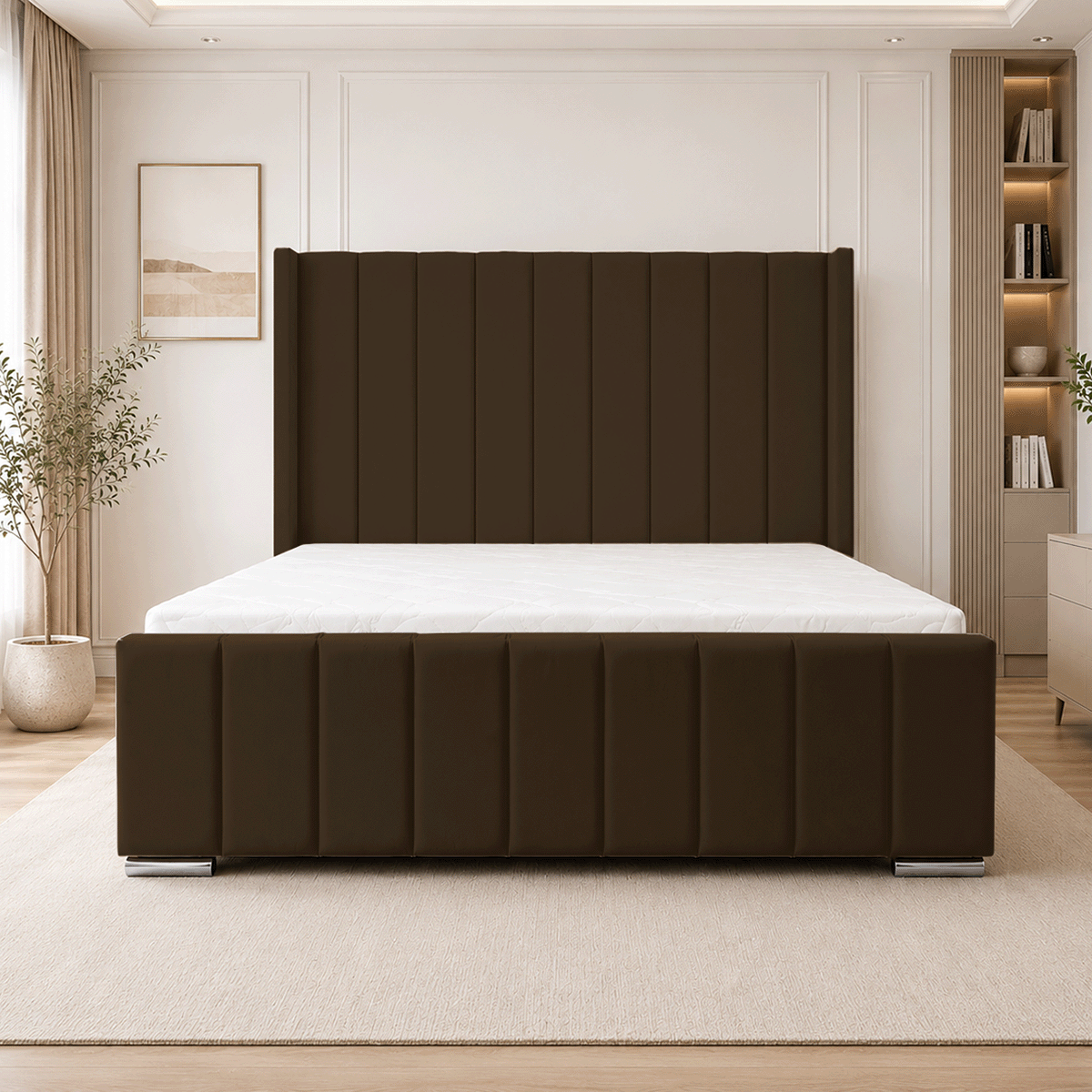 ARIZONA Chenille Fabric Upholstered Bed Frame with slats