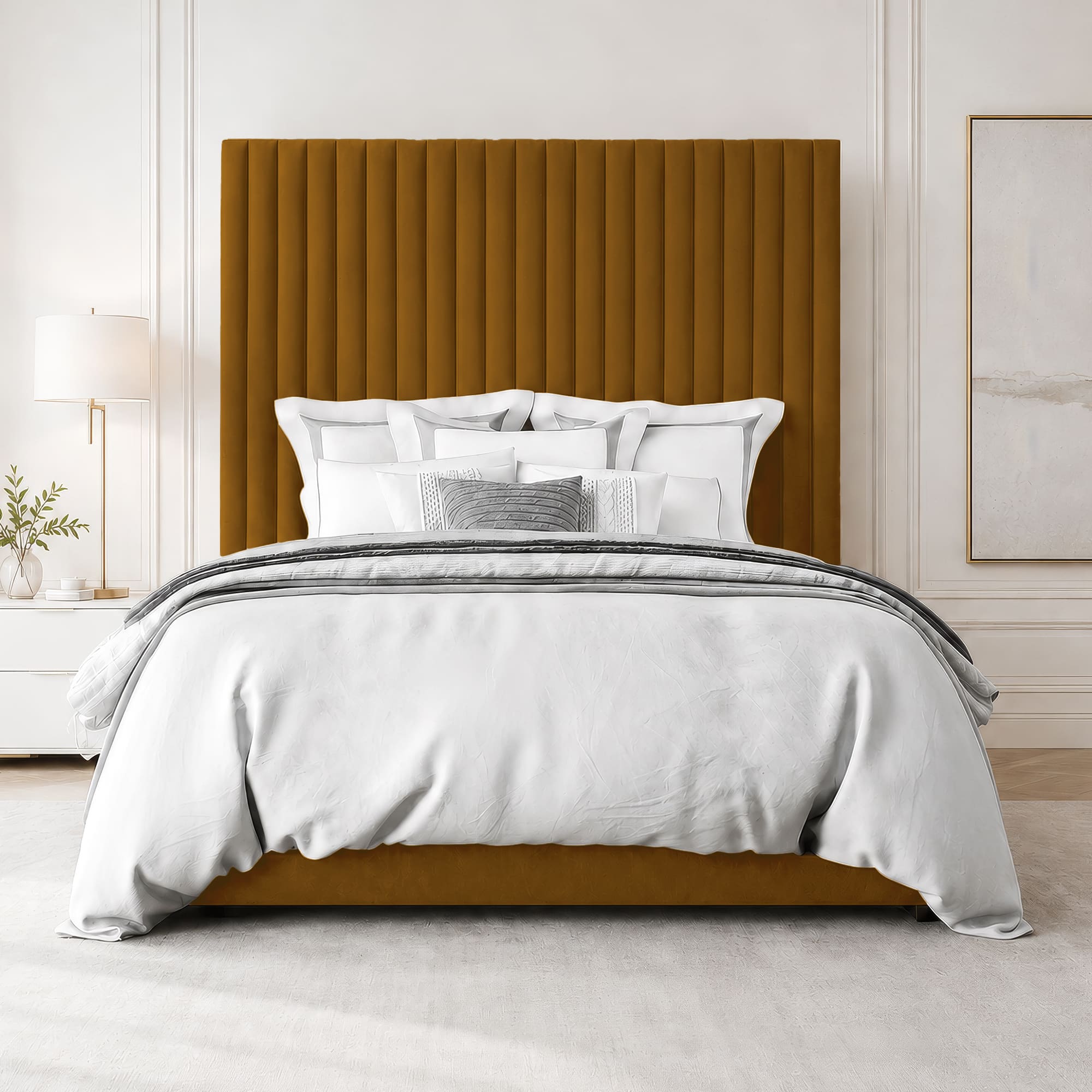 Grace Multi Panel Plush Fabric Ottoman Bed Frame