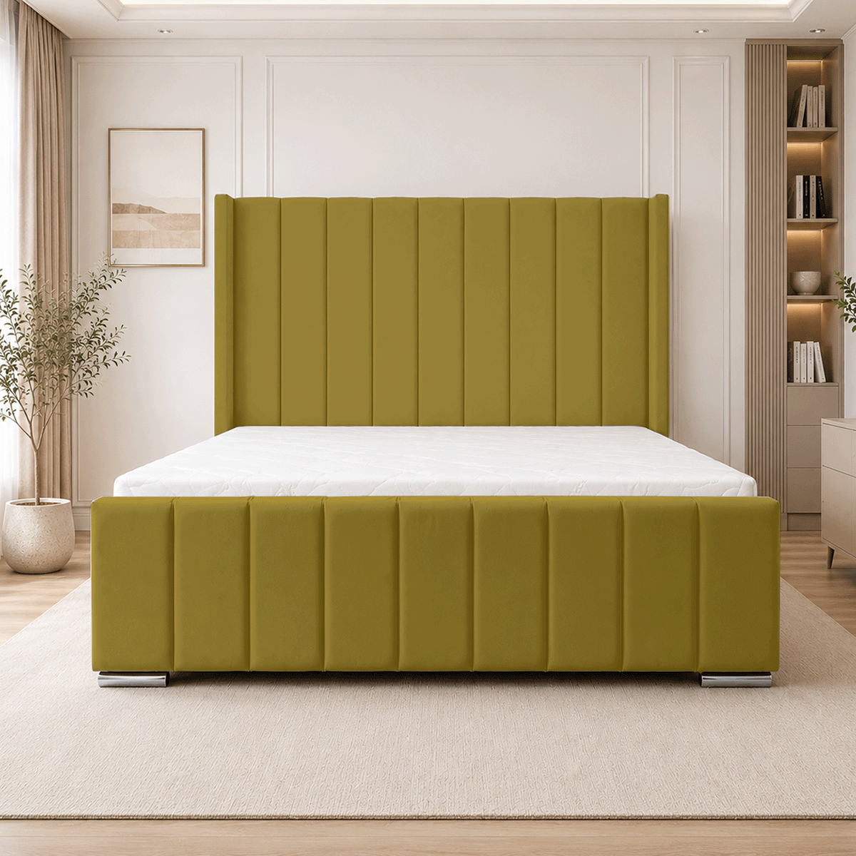 ARIZONA Chenille Fabric Upholstered Bed Frame with slats