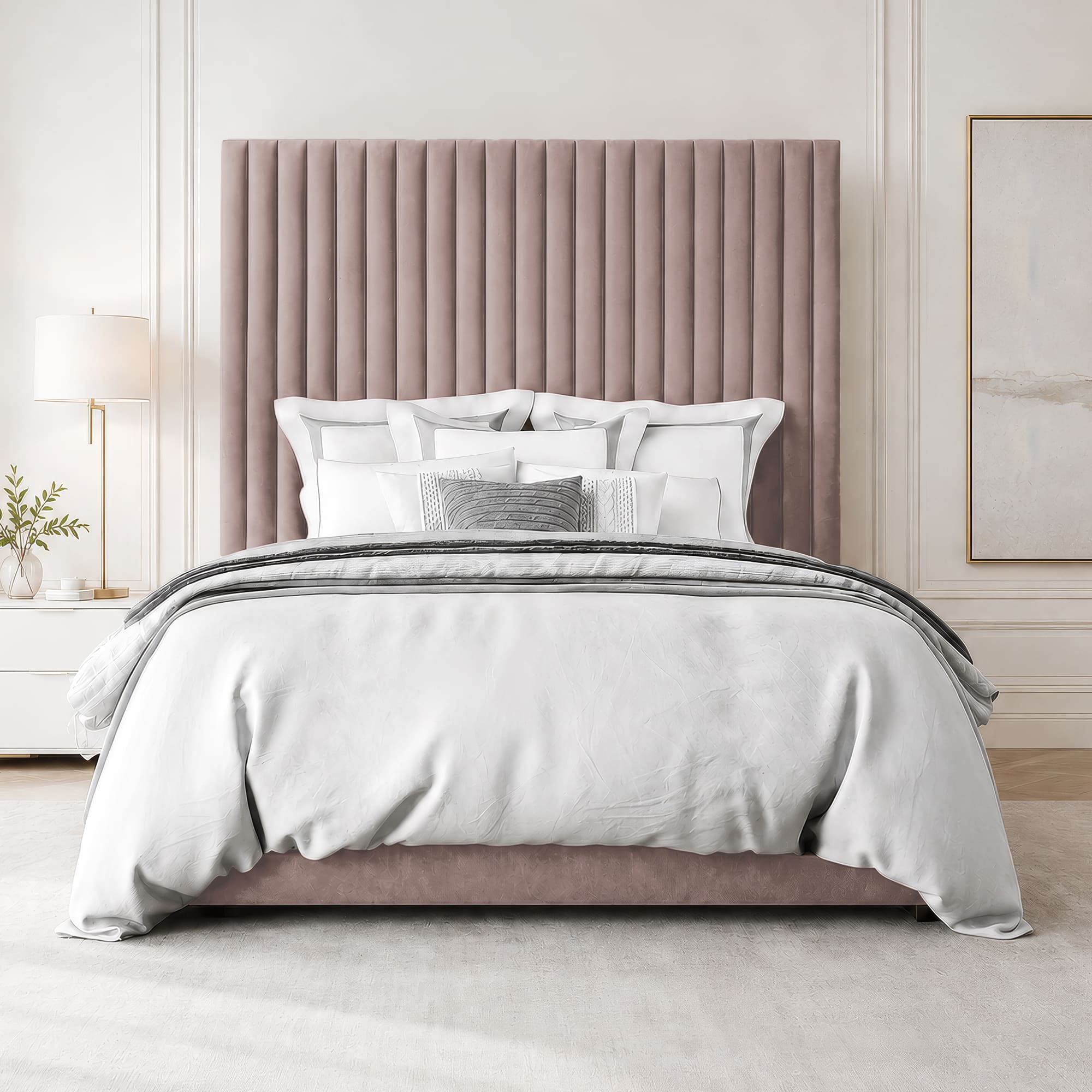 Grace Multi Panel Plush Fabric Ottoman Bed Frame