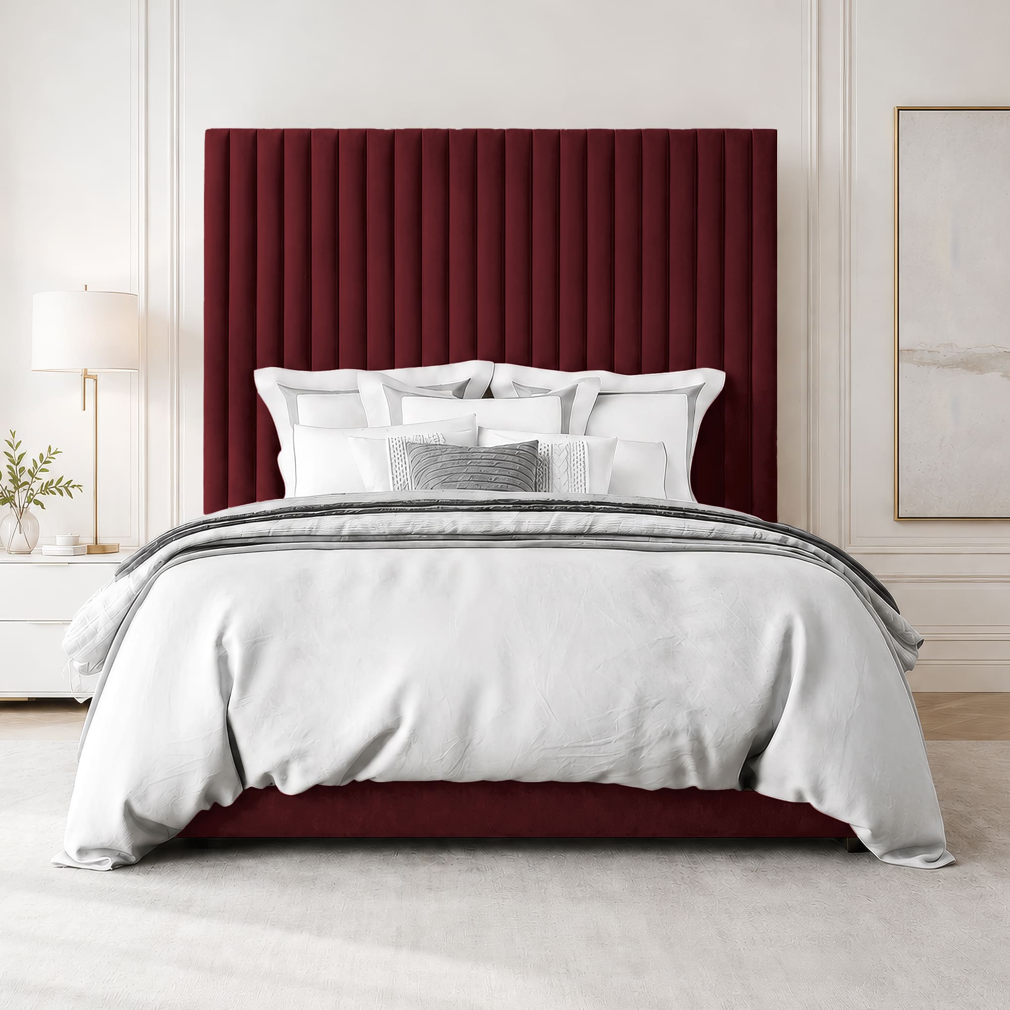 Grace Multi Panel Plush Fabric Ottoman Bed Frame