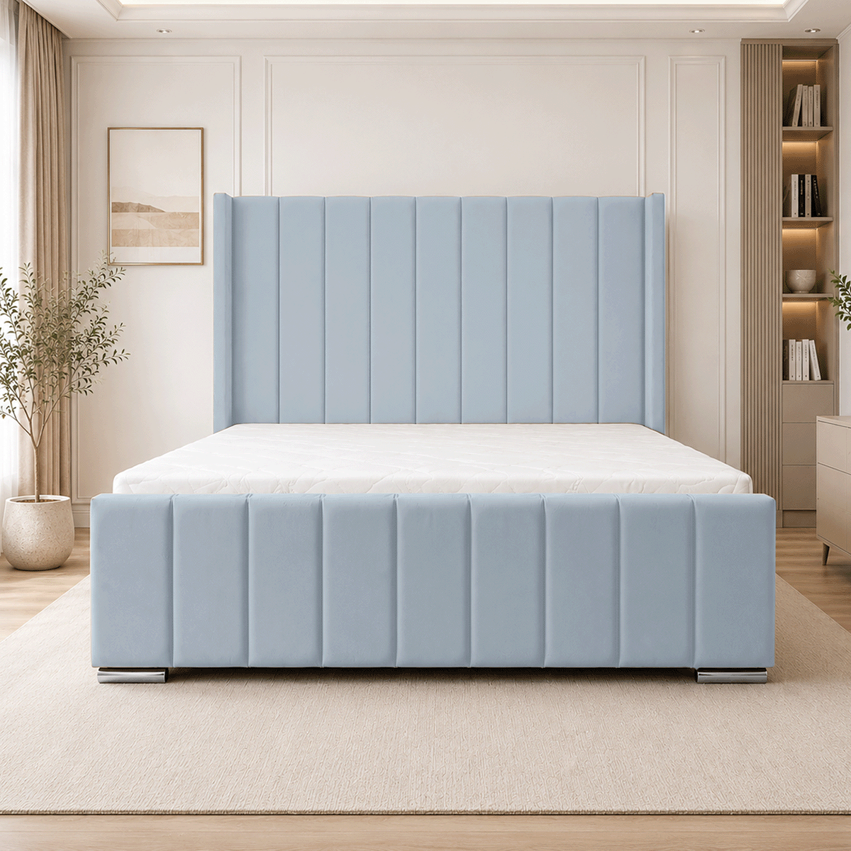 ARIZONA Chenille Fabric Upholstered Bed Frame with slats