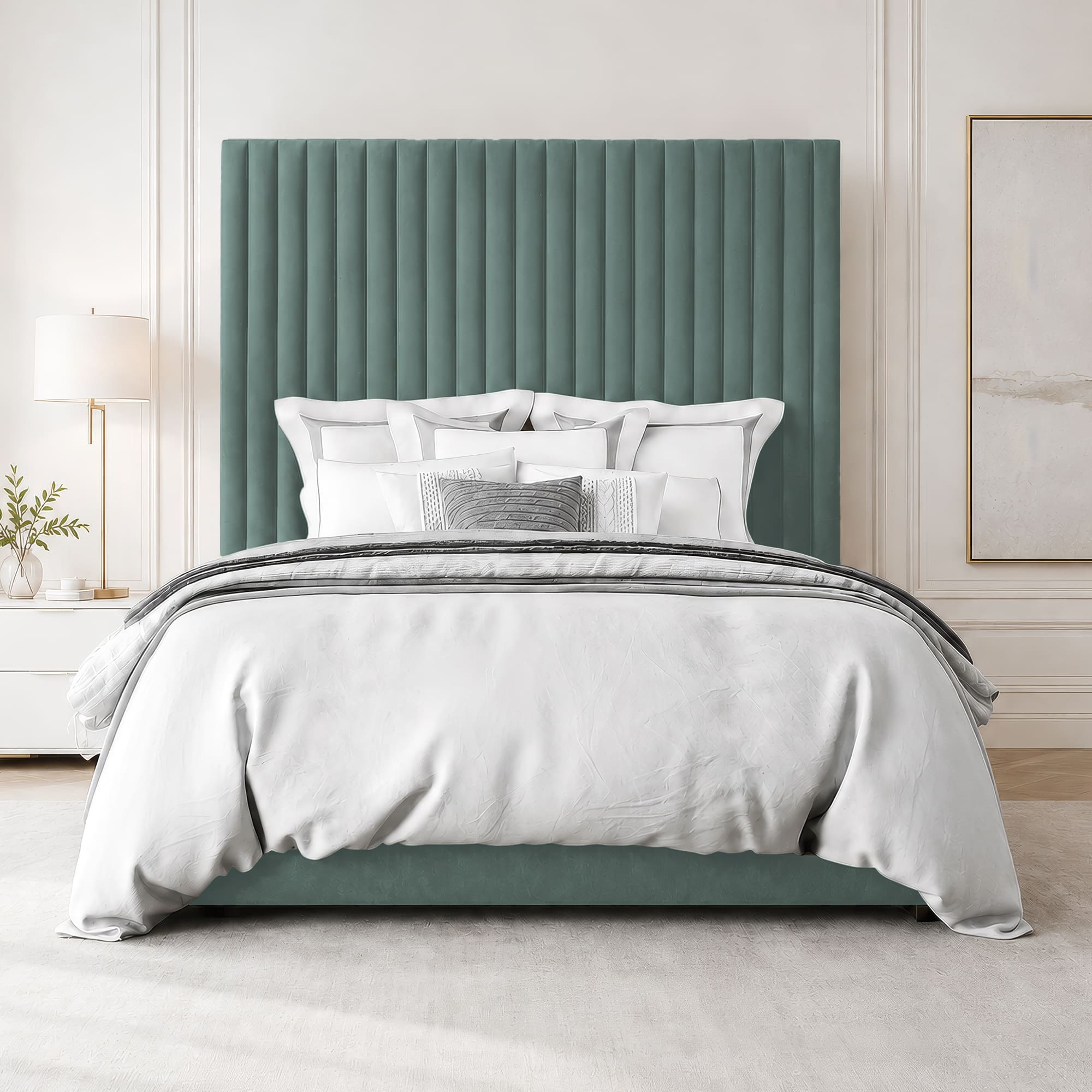 Grace Multi Panel Plush Fabric Ottoman Bed Frame