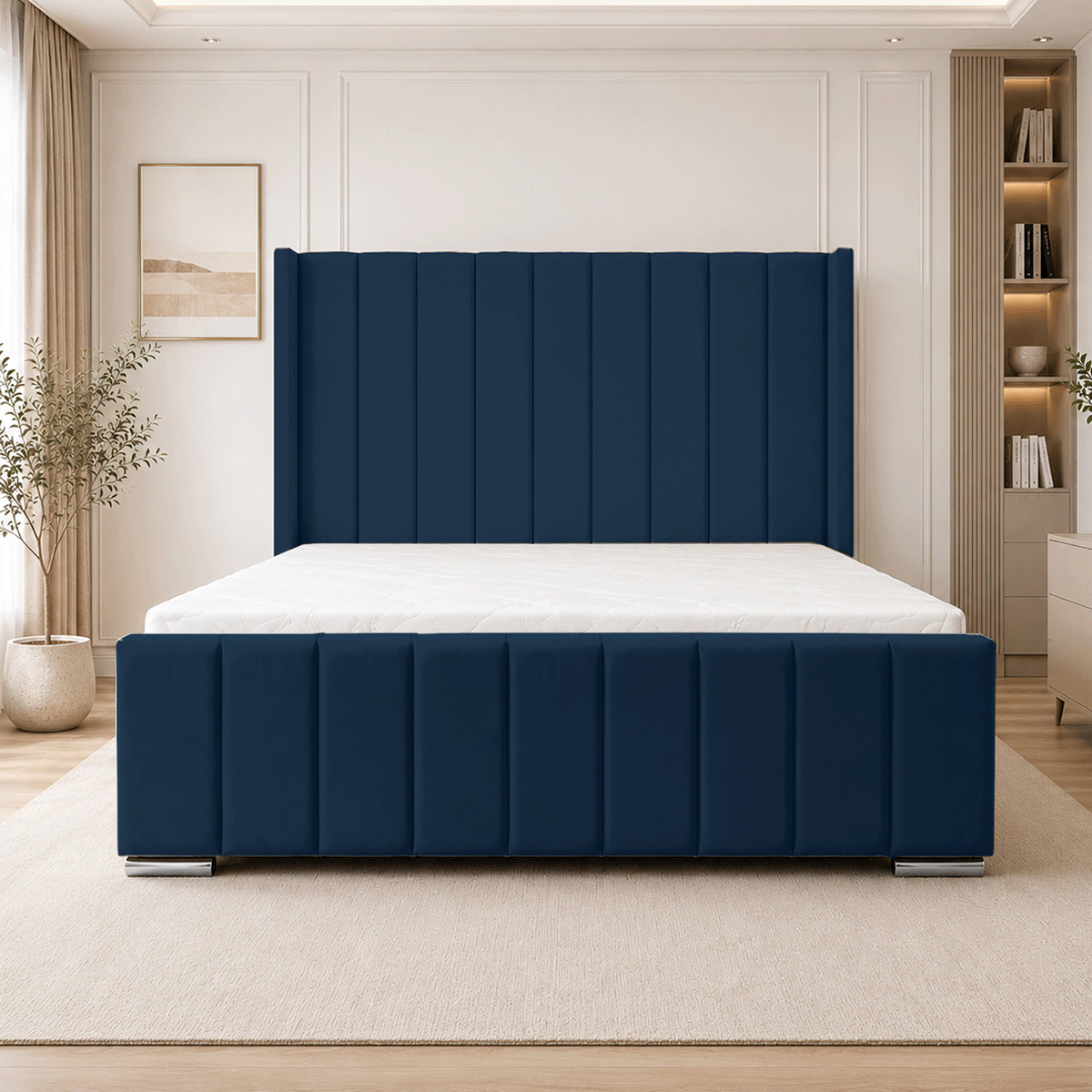 ARIZONA Chenille Fabric Upholstered Bed Frame with slats