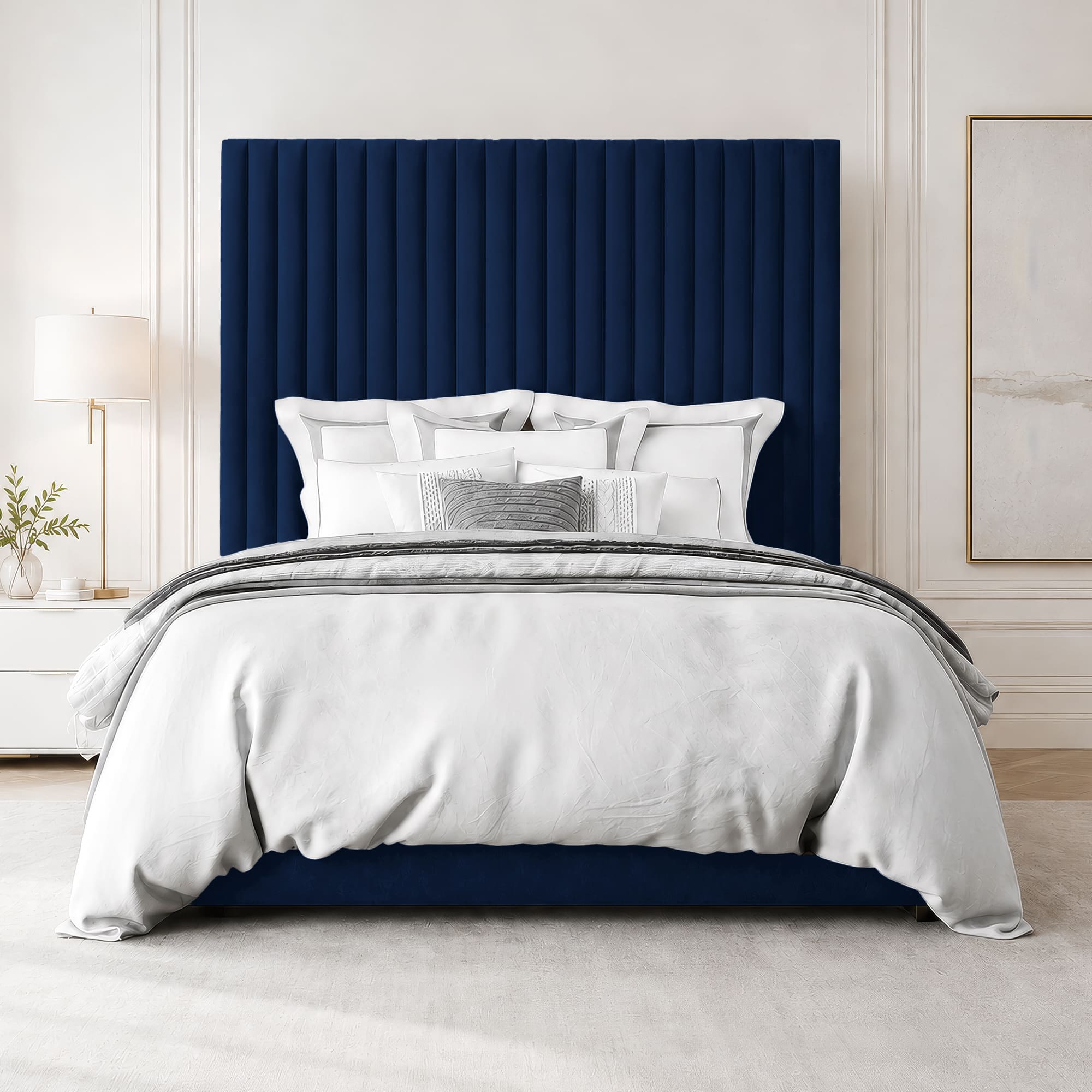 Grace Multi Panel Plush Fabric Ottoman Bed Frame