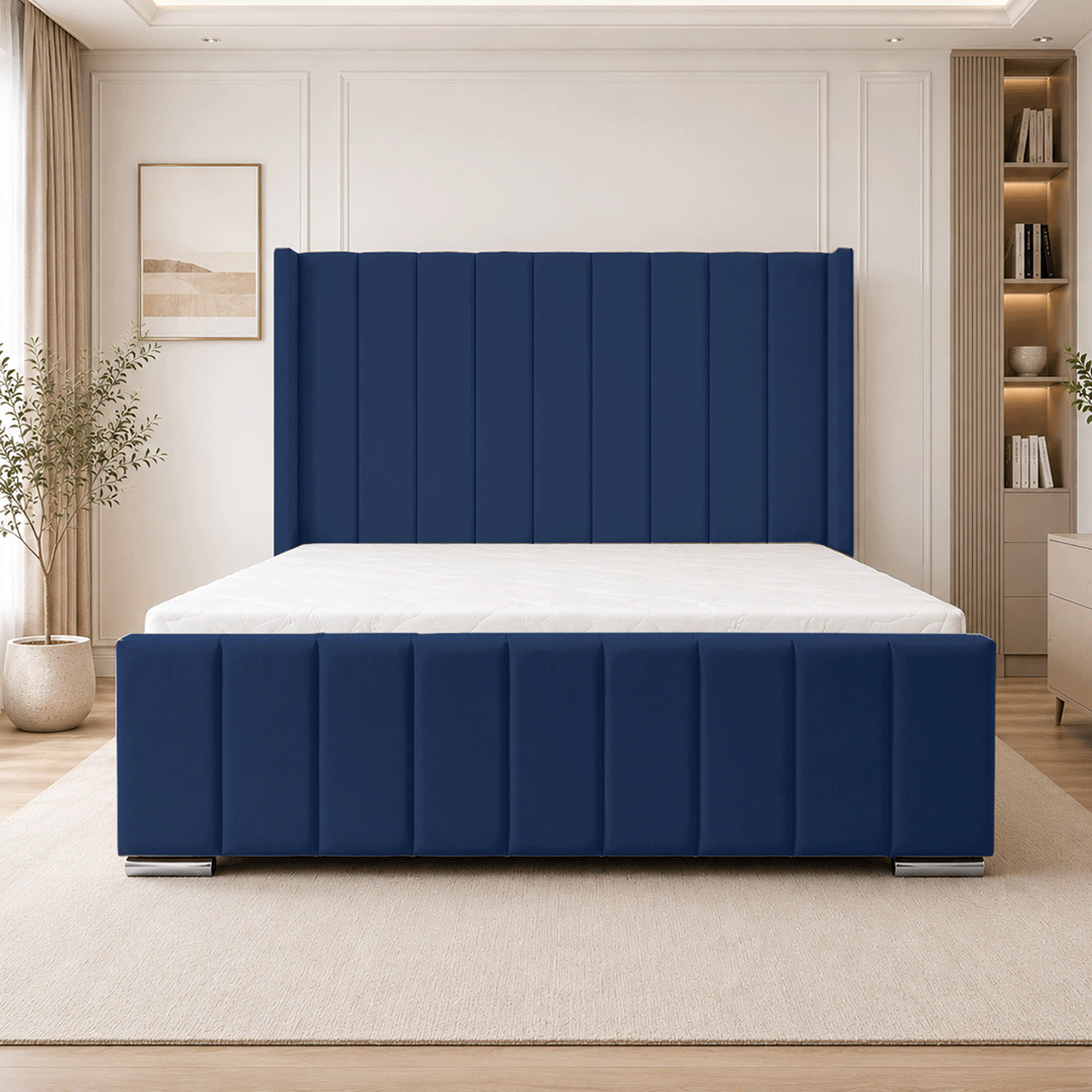 ARIZONA Chenille Fabric Upholstered Bed Frame with slats