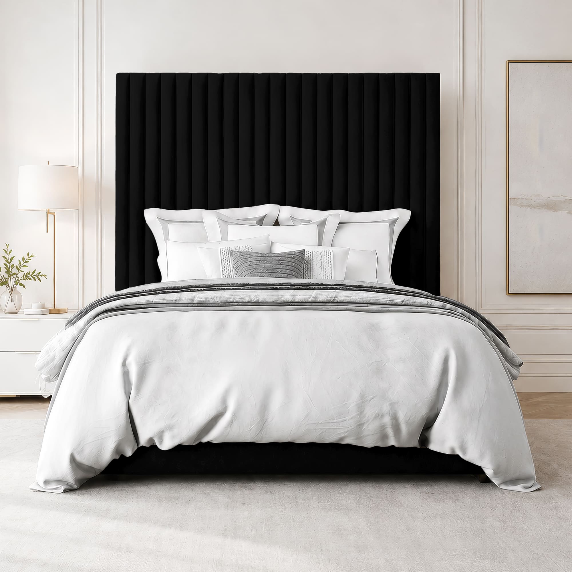 Grace Multi Panel Plush Fabric Ottoman Bed Frame