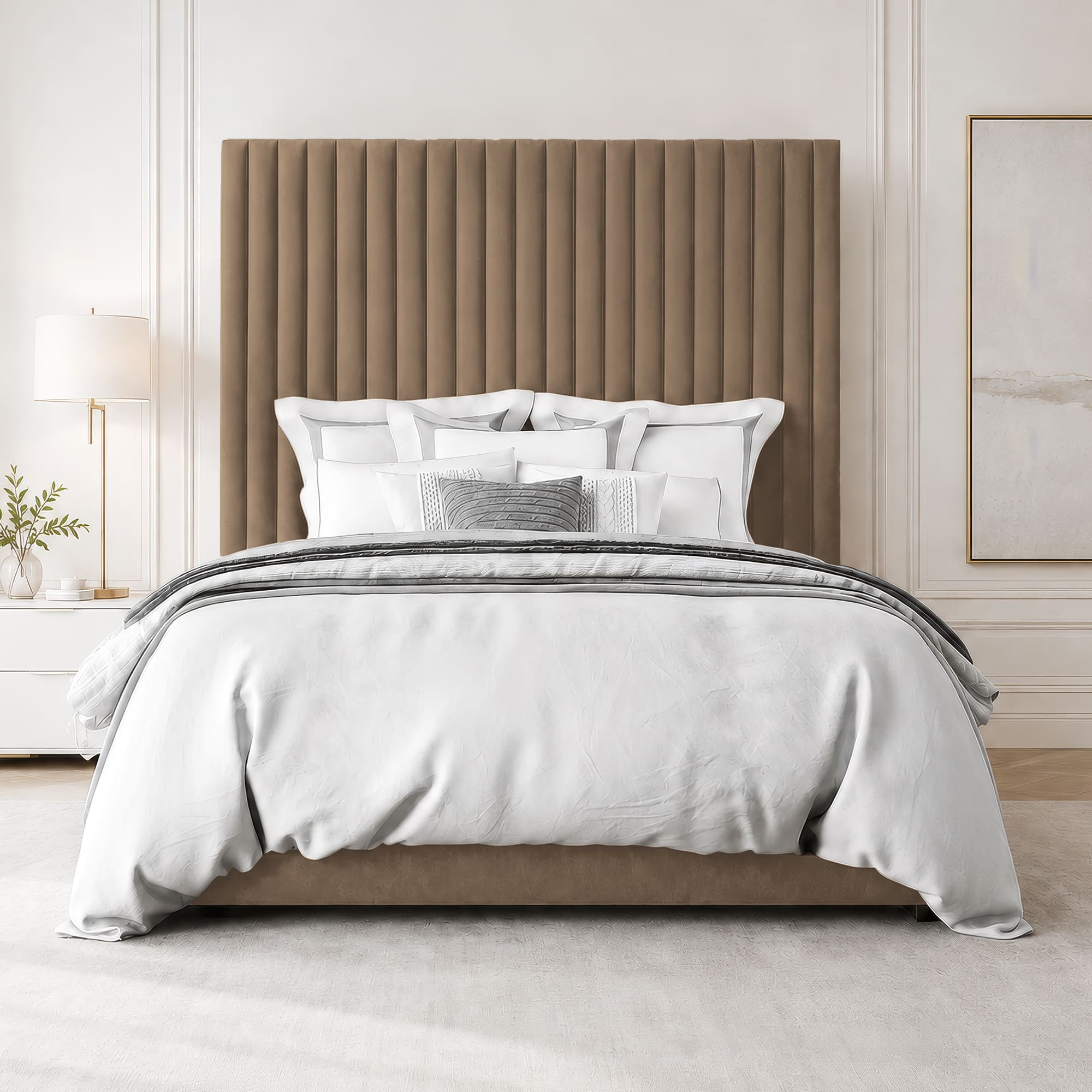 Grace Multi Panel Plush Fabric Ottoman Bed Frame