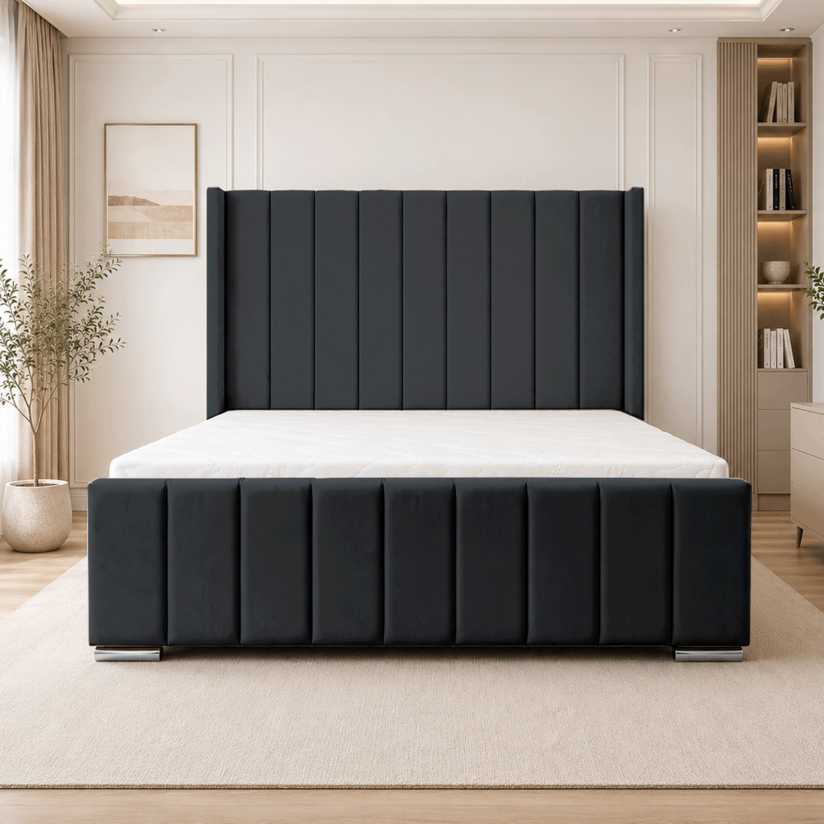 ARIZONA Chenille Fabric Upholstered Bed Frame with slats