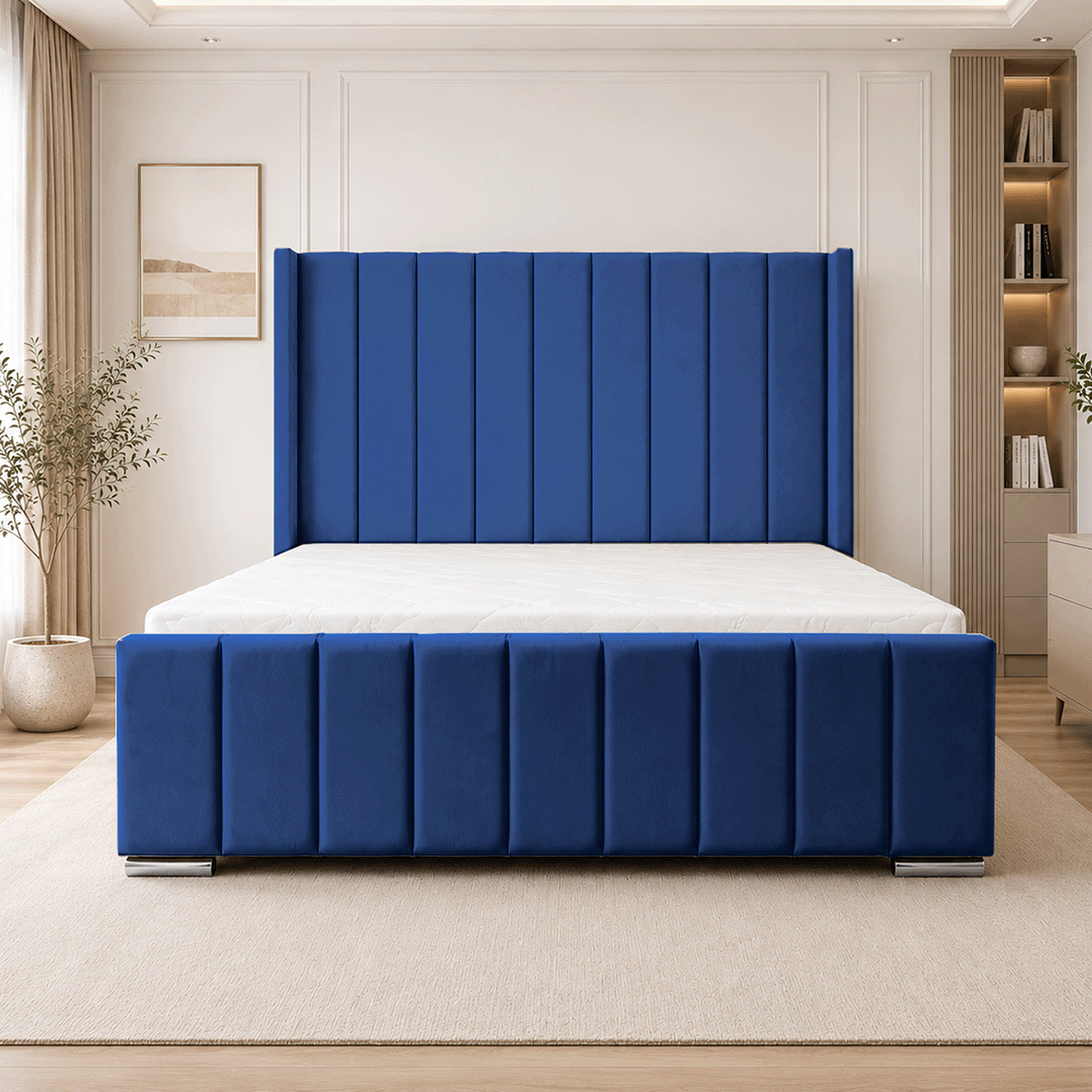 ARIZONA Chenille Fabric Upholstered Bed Frame with slats