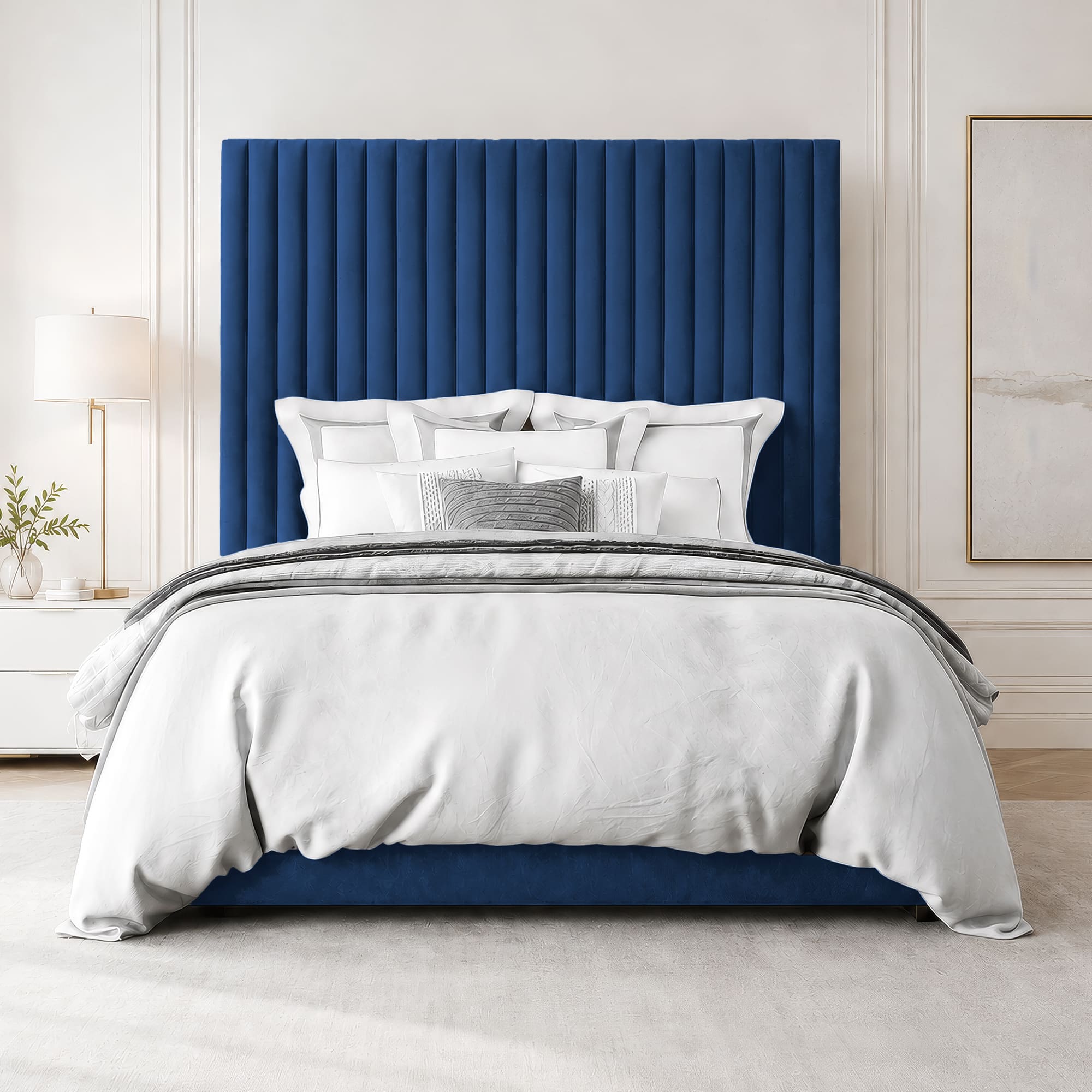 Grace Multi Panel Plush Fabric Ottoman Bed Frame