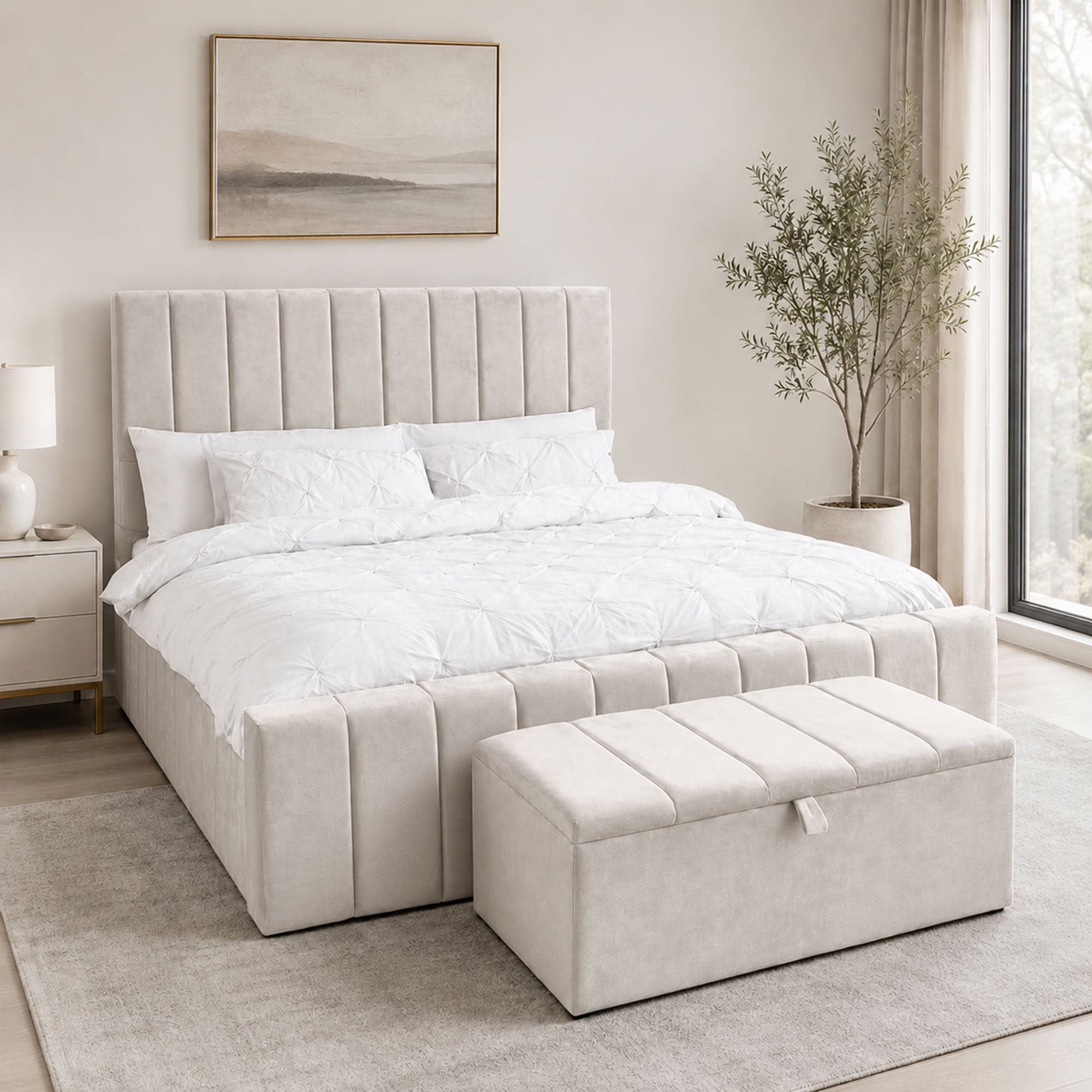 panel plush velvet Upholstered bedframe