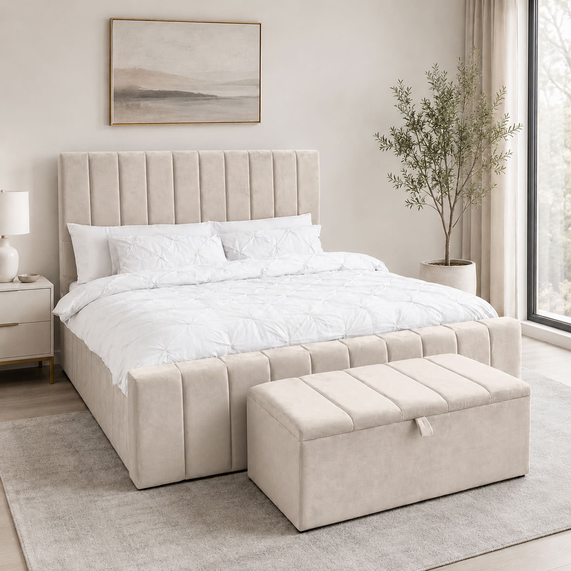 panel plush velvet Upholstered bedframe