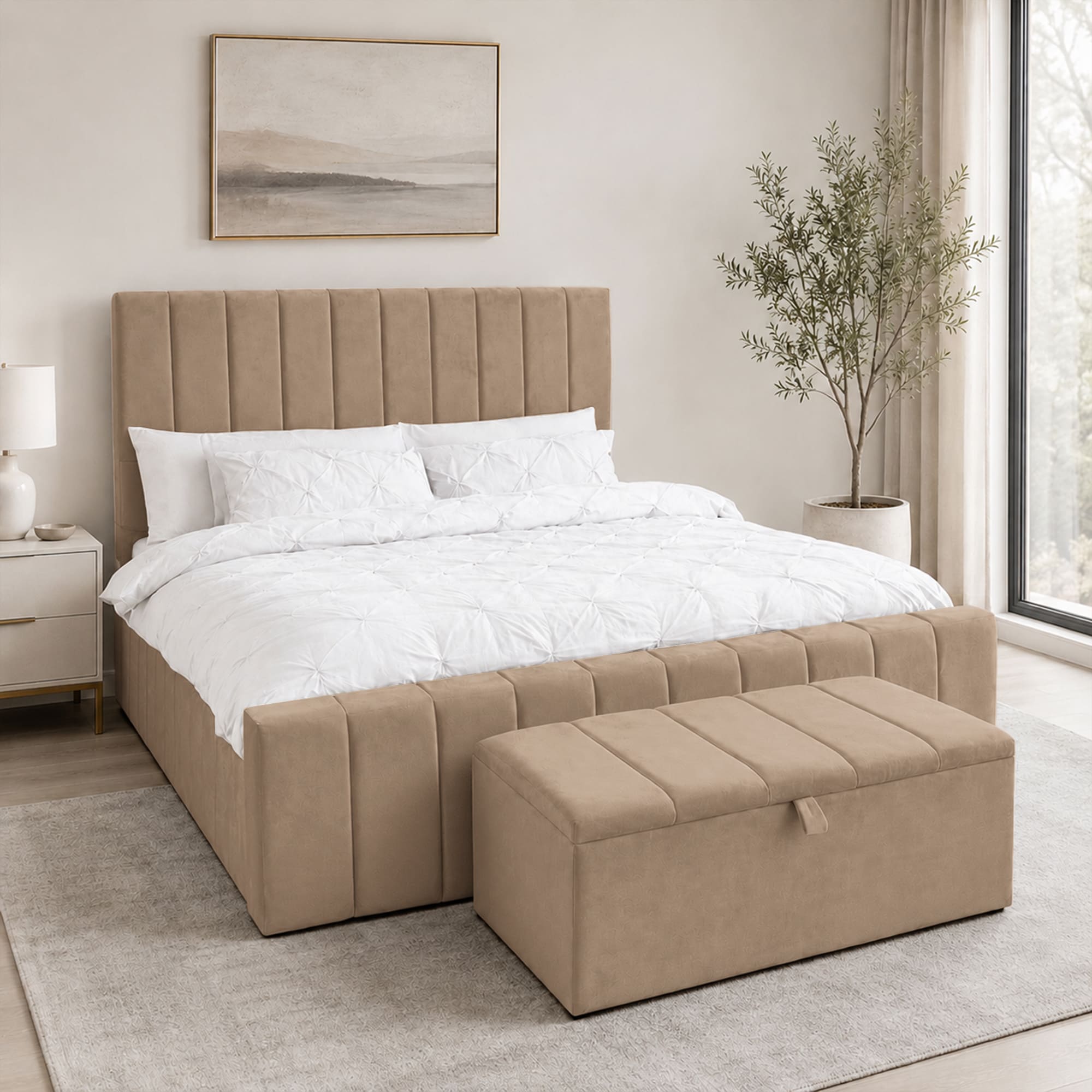 panel plush velvet Upholstered bedframe