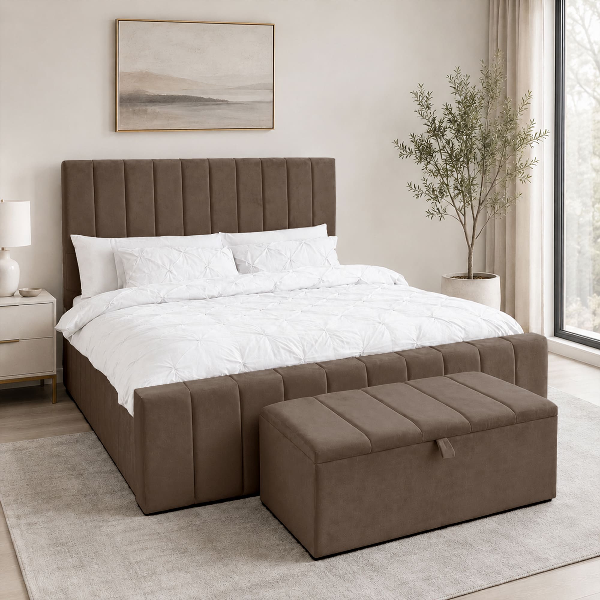 panel plush velvet Upholstered bedframe