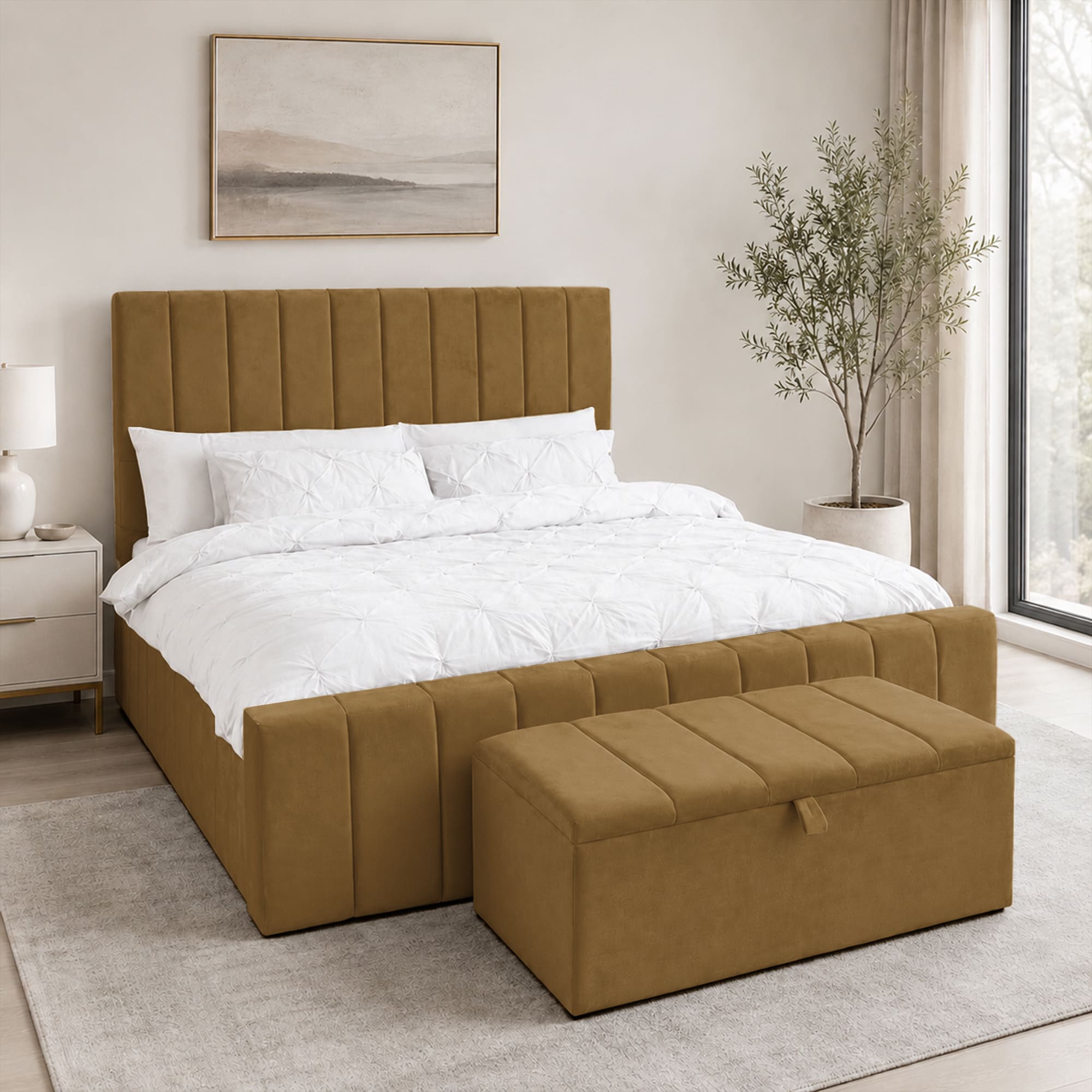 panel plush velvet Upholstered bedframe