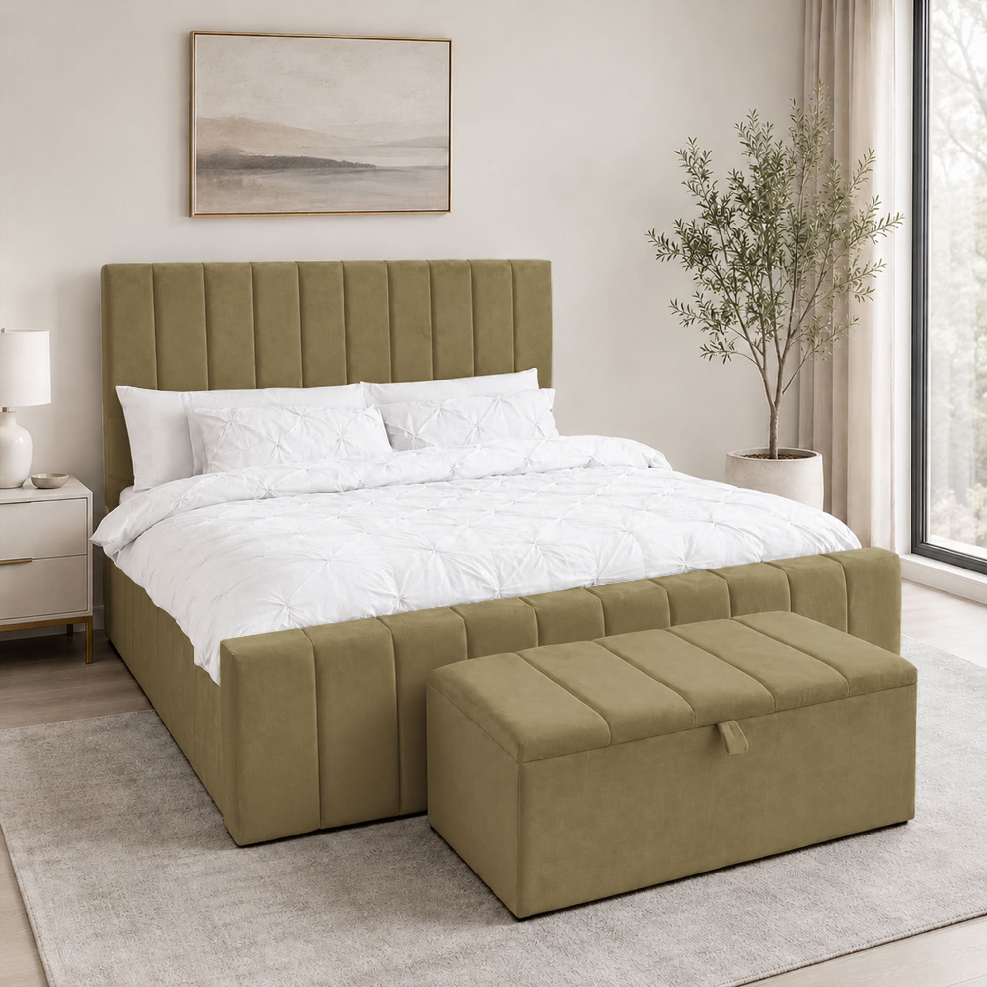 panel plush velvet Upholstered bedframe