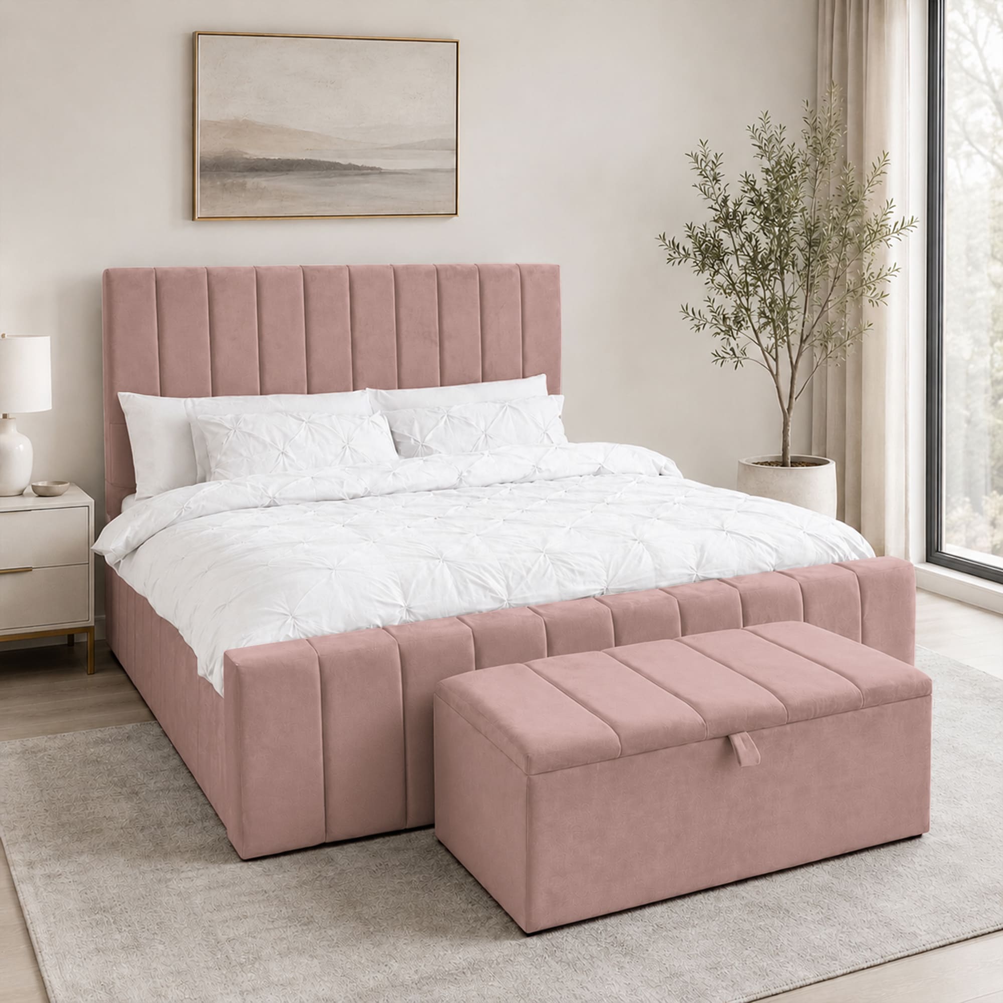 panel plush velvet Upholstered bedframe