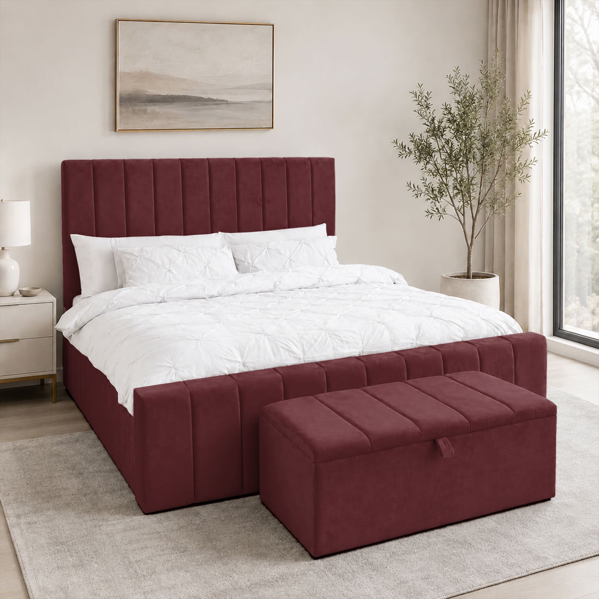 panel plush velvet Upholstered bedframe