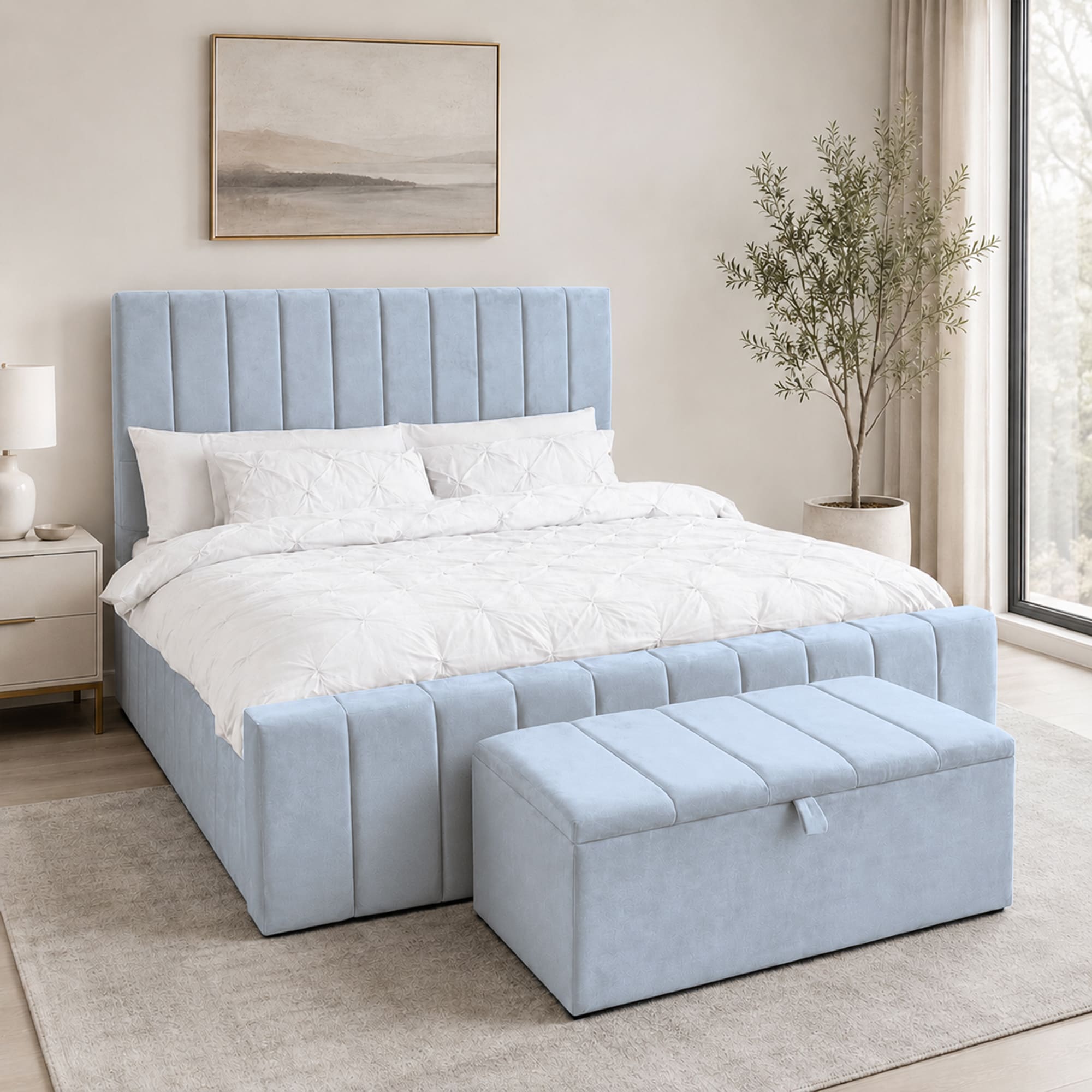 panel plush velvet Upholstered bedframe