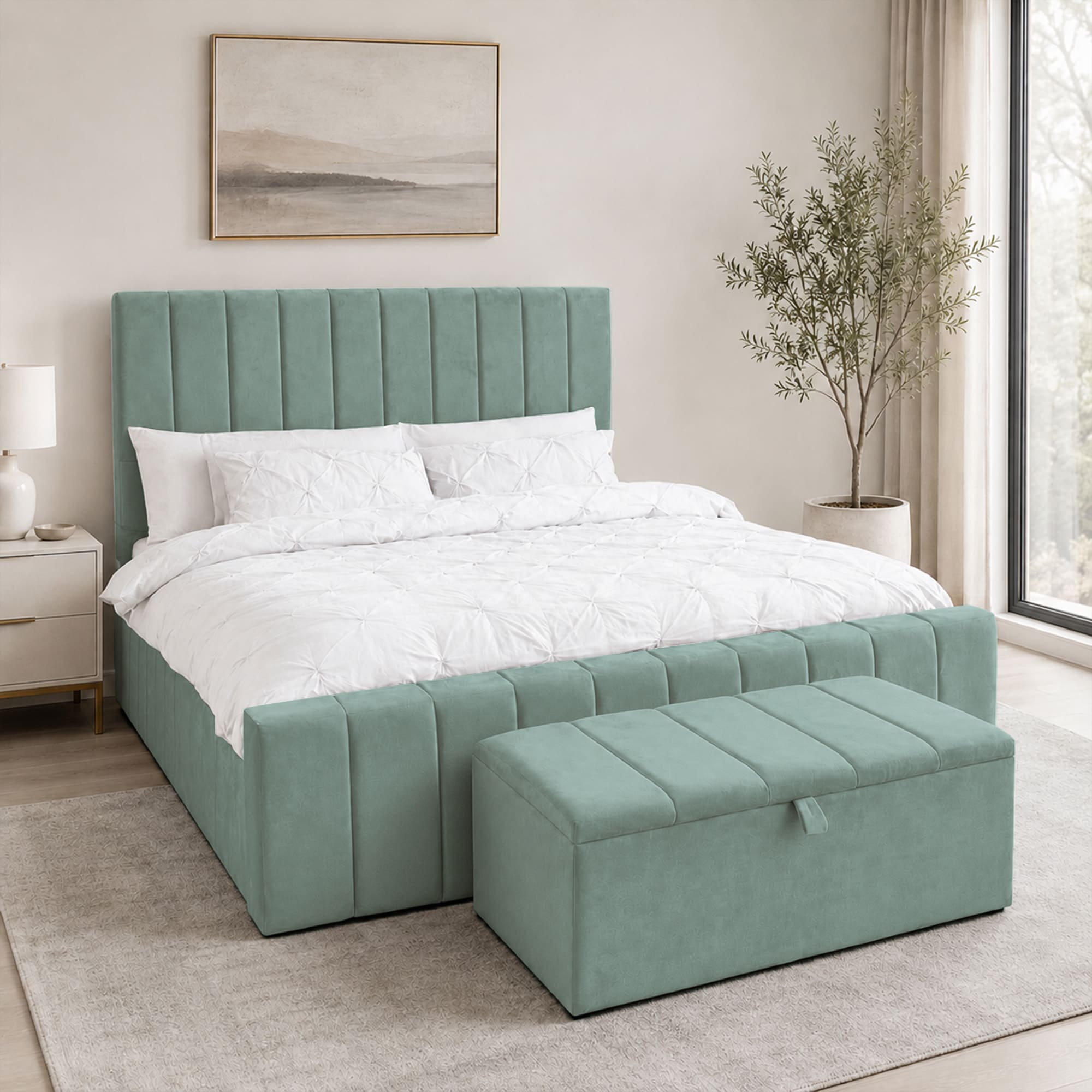 panel plush velvet Upholstered bedframe