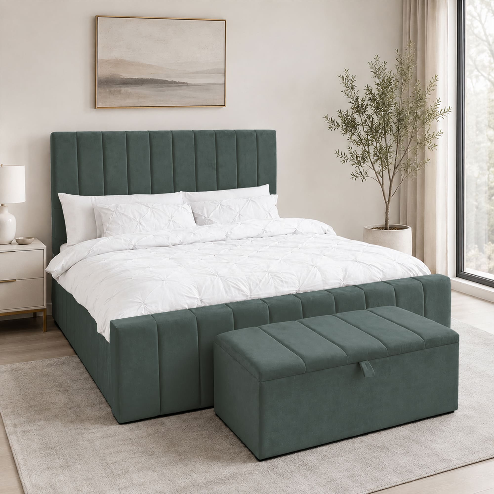 panel plush velvet Upholstered bedframe