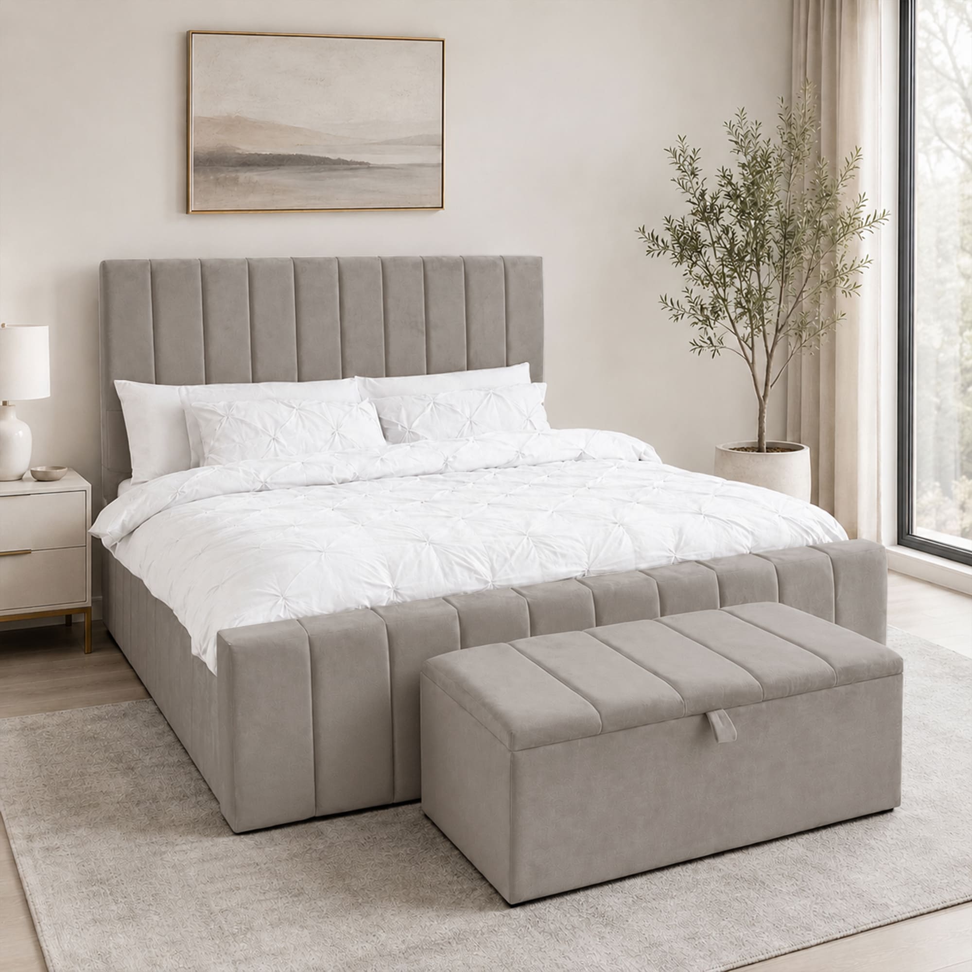 panel plush velvet Upholstered bedframe