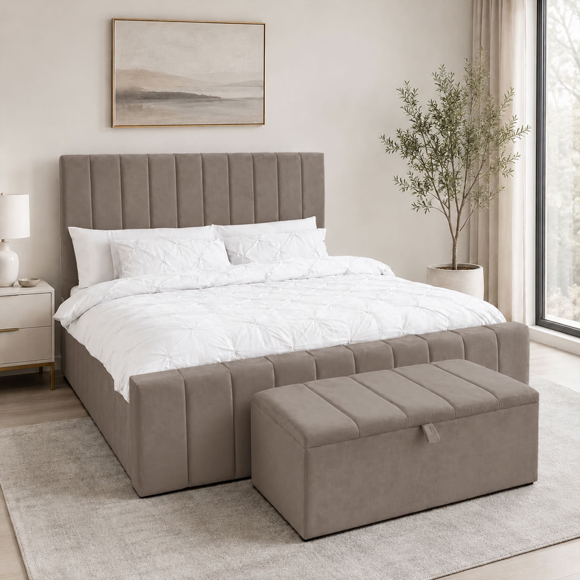 panel plush velvet Upholstered bedframe