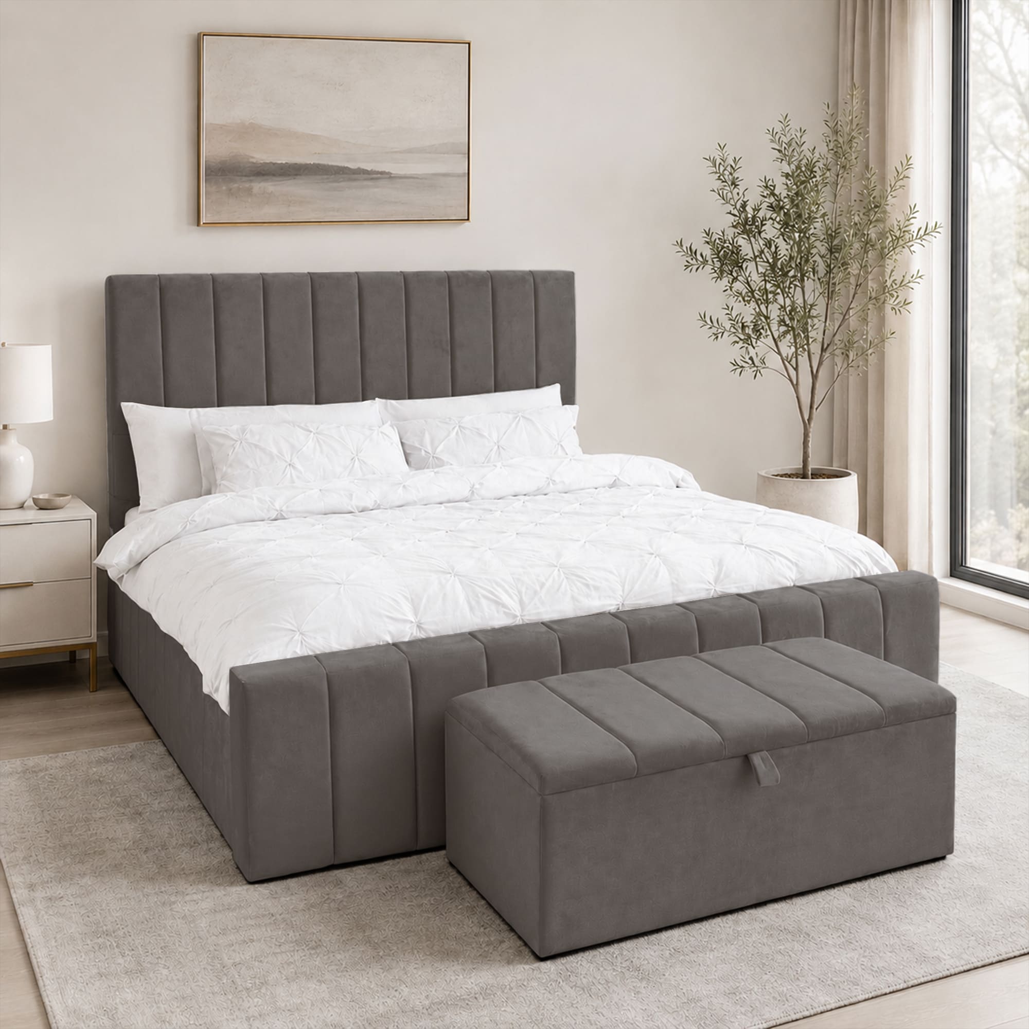 panel plush velvet Upholstered bedframe