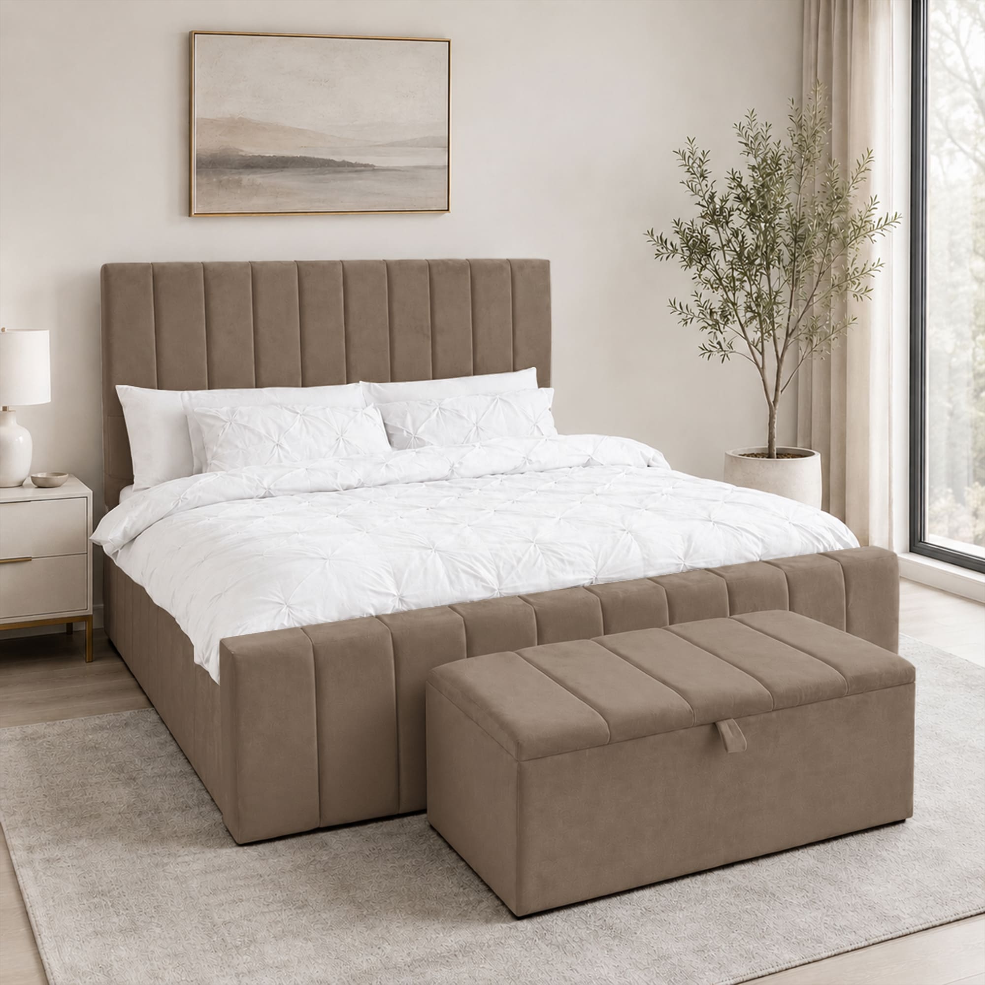 panel plush velvet Upholstered bedframe