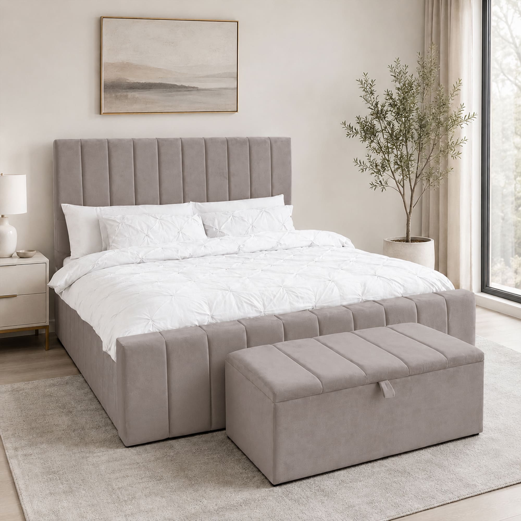panel plush velvet Upholstered bedframe