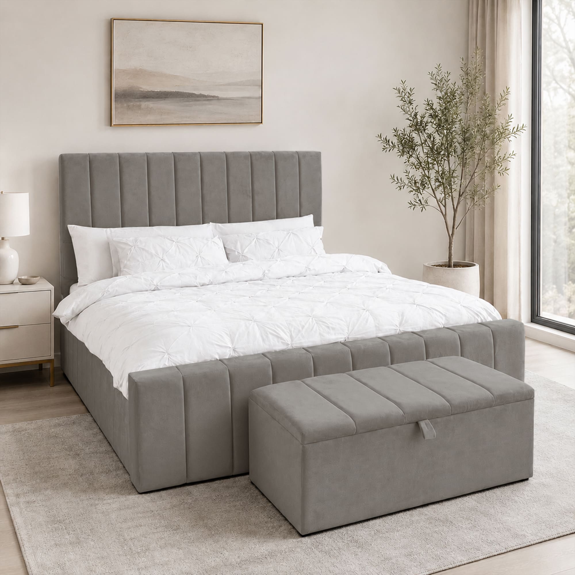 panel plush velvet Upholstered bedframe