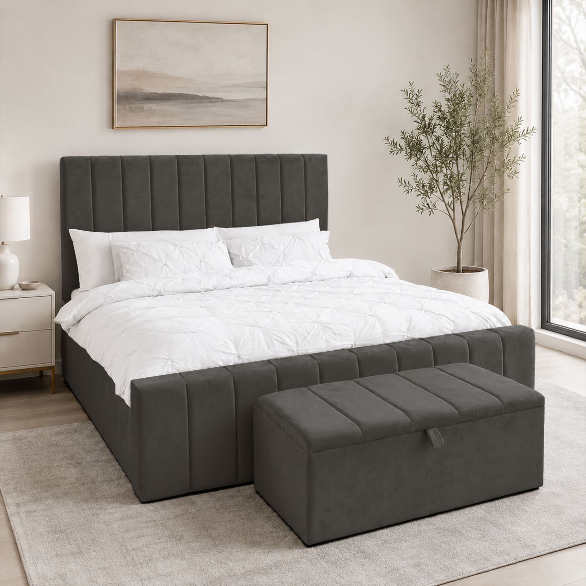 panel plush velvet Upholstered bedframe