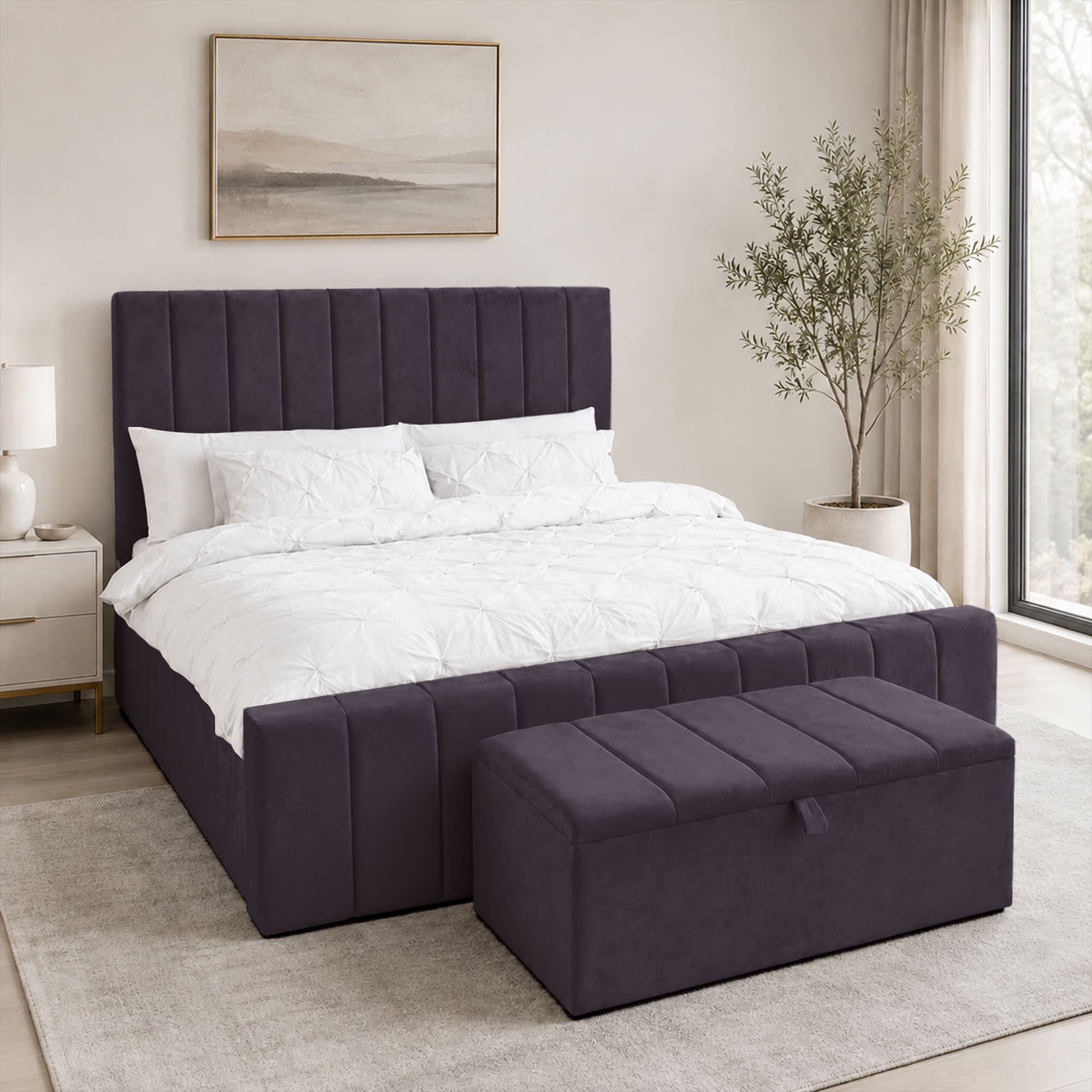 panel plush velvet Upholstered bedframe