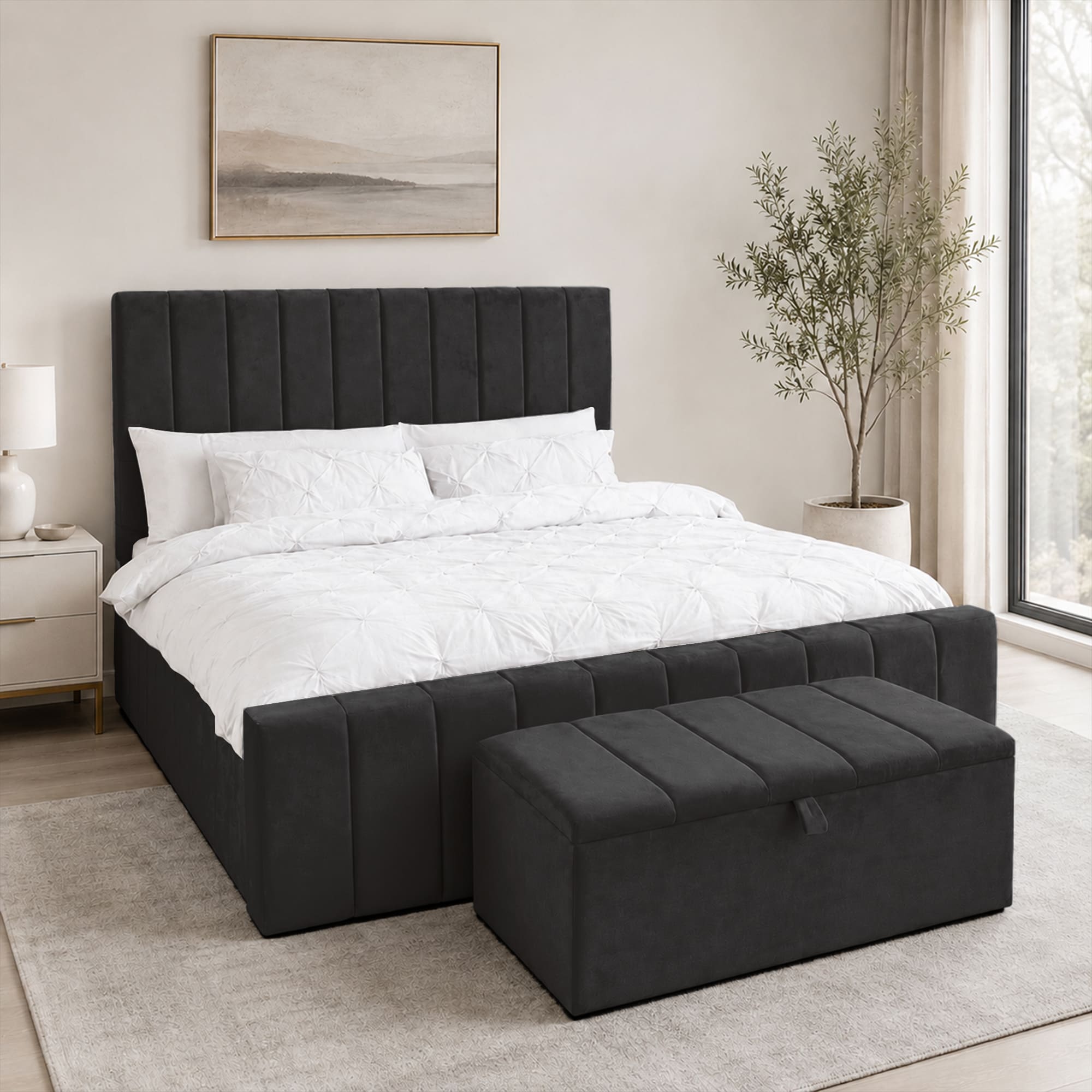 panel plush velvet Upholstered bedframe