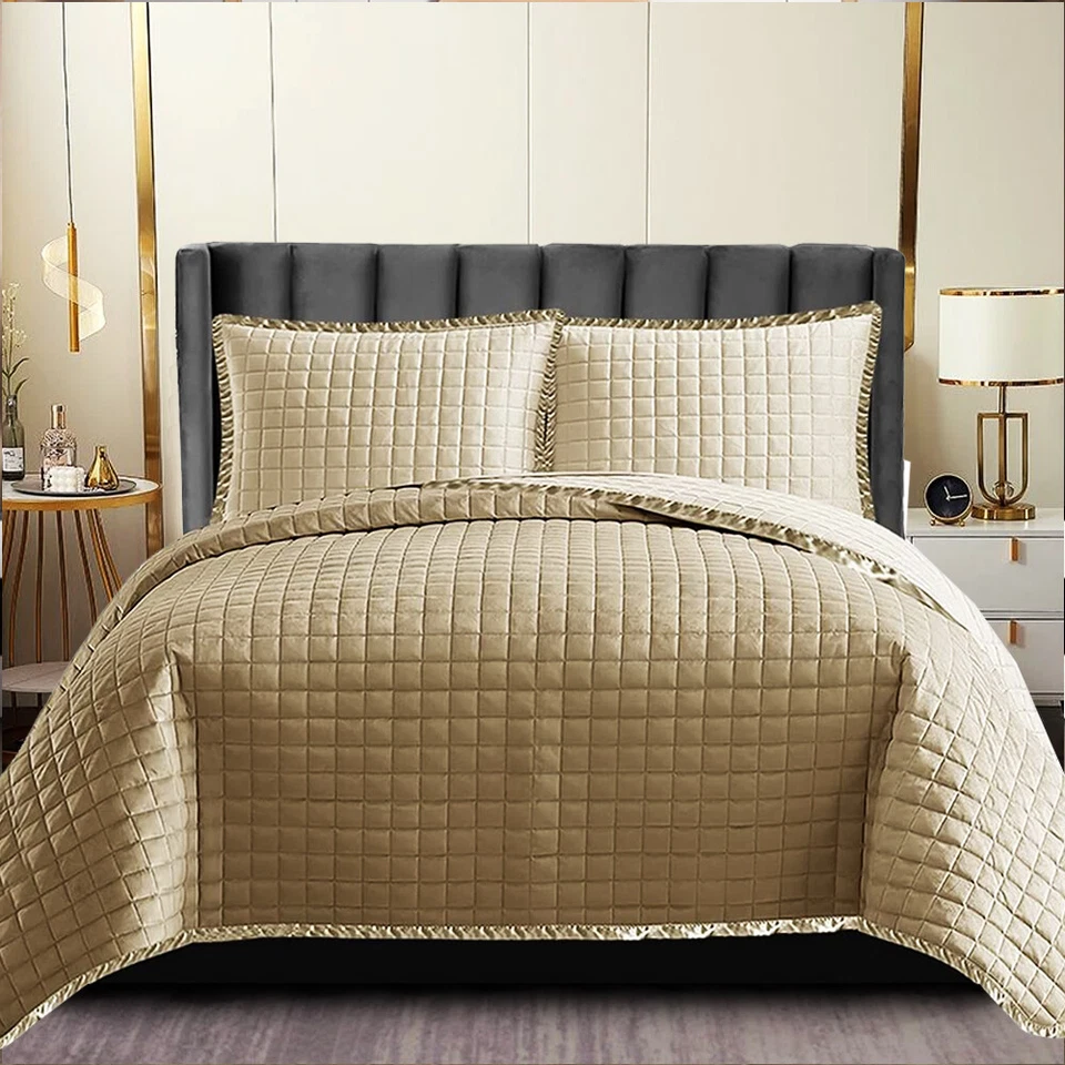 Osca 3 Piece Quilted Embossed Bedspread Set