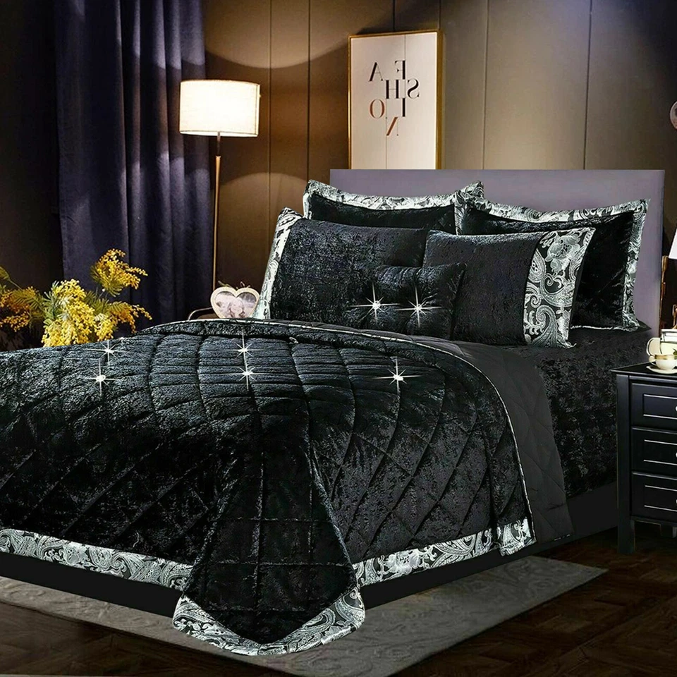 Santiago 3 Piece Velvet Quilted Bedspread Set