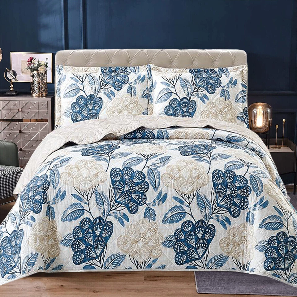 Patchwork 3 Piece Quilted Bedspread Set