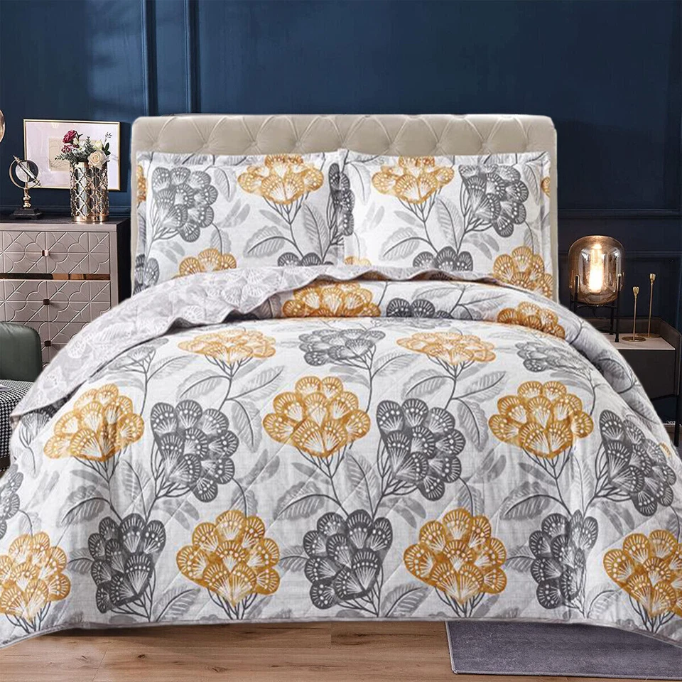 Patchwork 3 Piece Quilted Bedspread Set